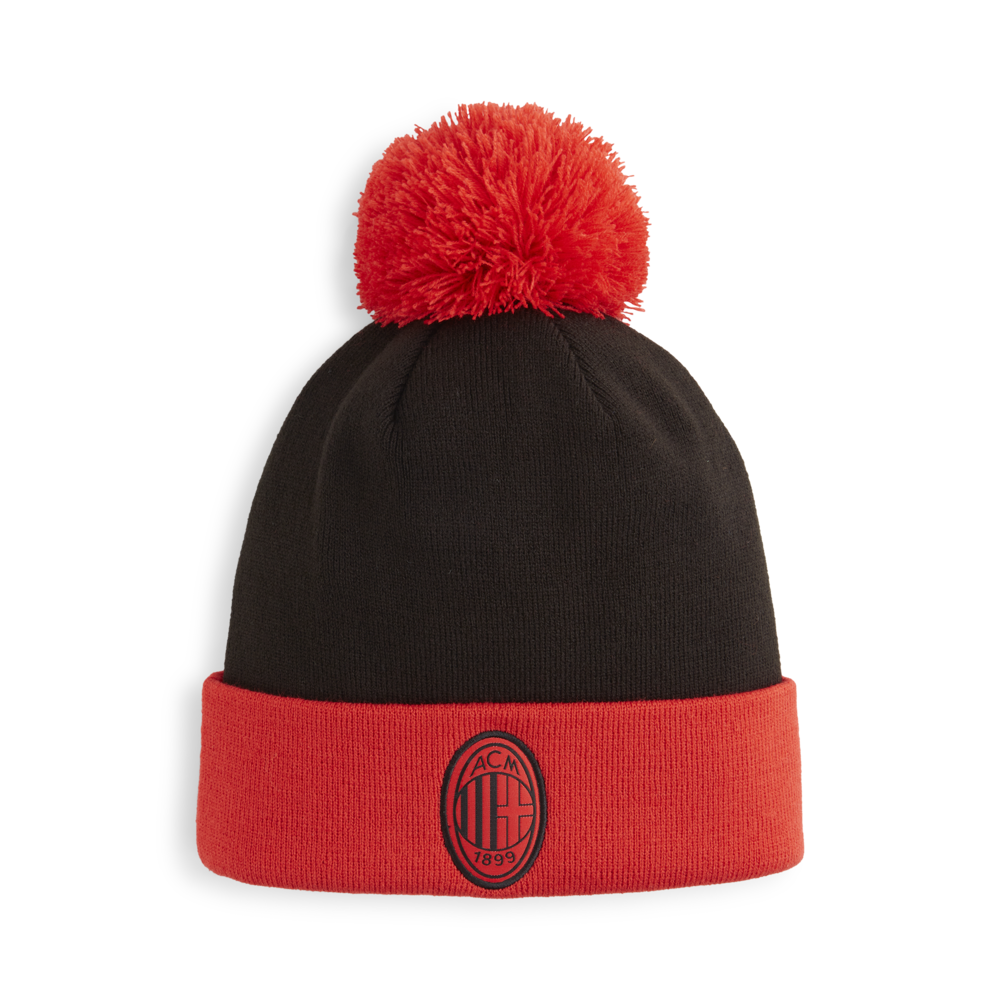 Gorro con pompón Ess del AC Milan de Puma en negro y rojo