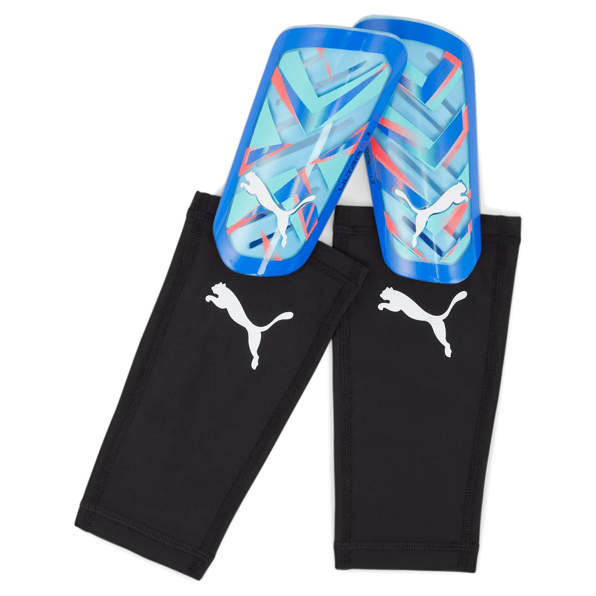 PUMA Ultra Flex Sleeve Shin Guards Blue/Electric Peppermint