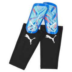 PUMA Ultra Flex Sleeve Shin Guards Blue/Electric Peppermint