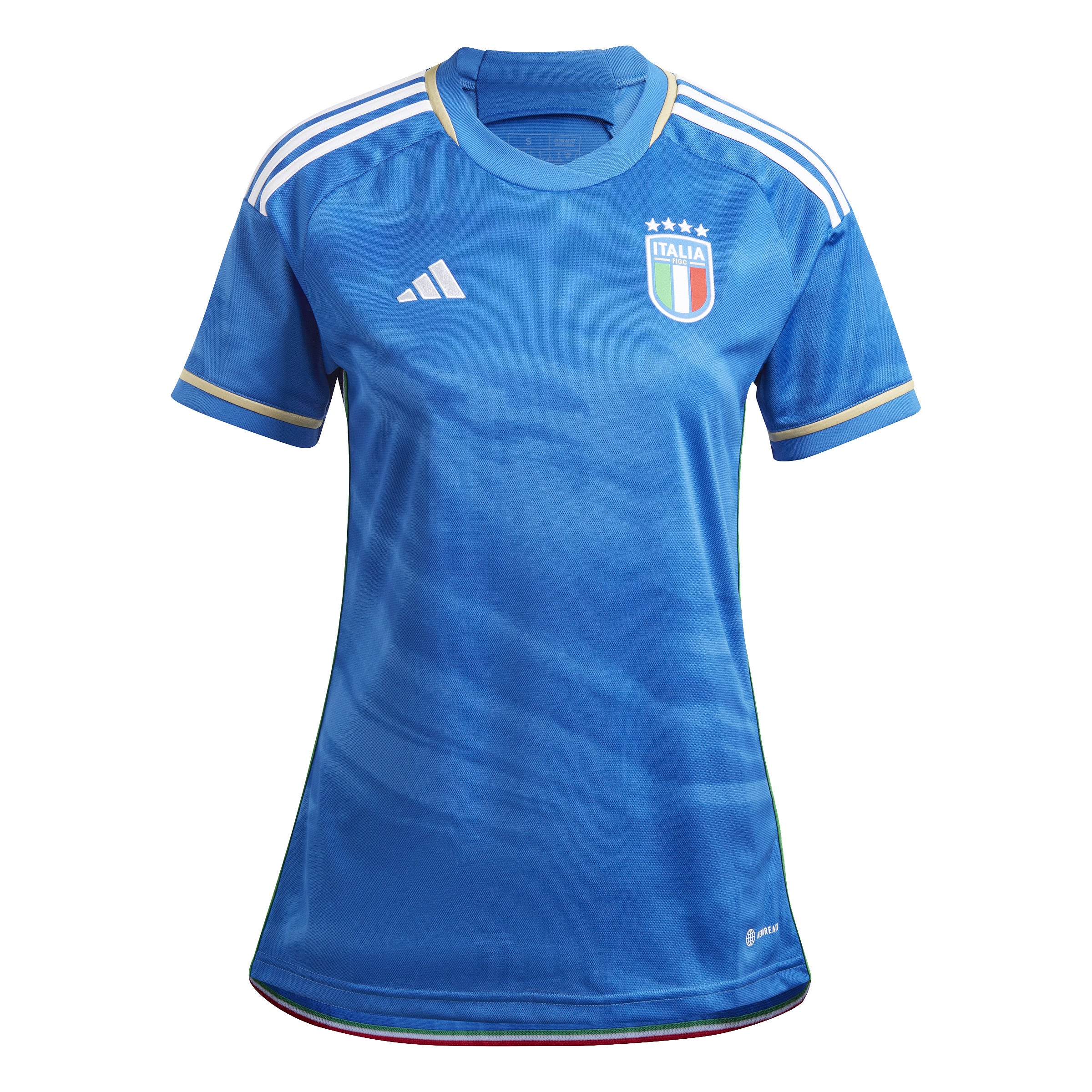 Camiseta local adidas Italia 23 azul para mujer 