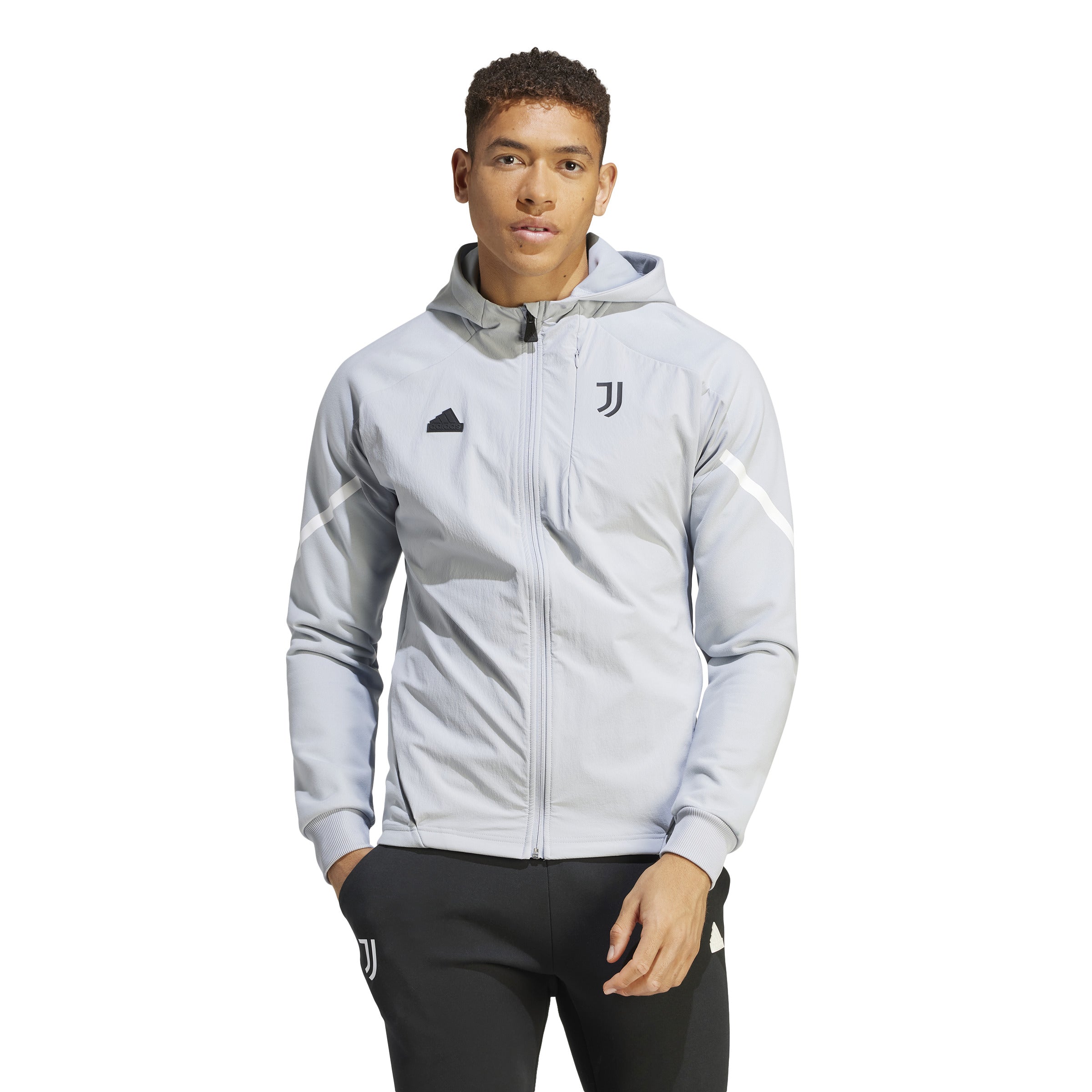 Adidas Juventus Full Zip Hoodie Silver S