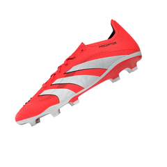 Botas de fútbol para terreno firme y múltiple adidas Predator League, color rojo y blanco