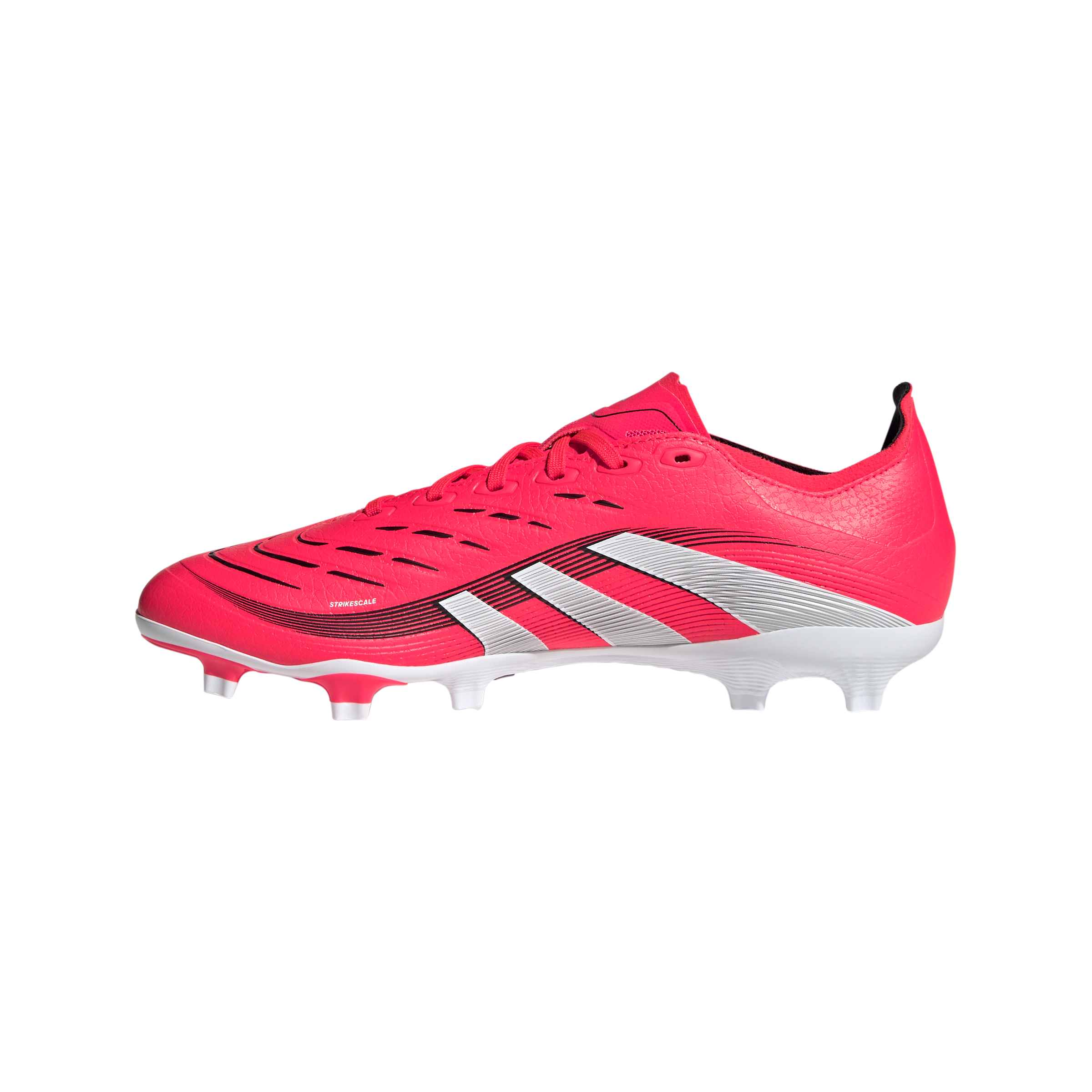 Botas de fútbol para terreno firme y múltiple adidas Predator League, color rojo y blanco