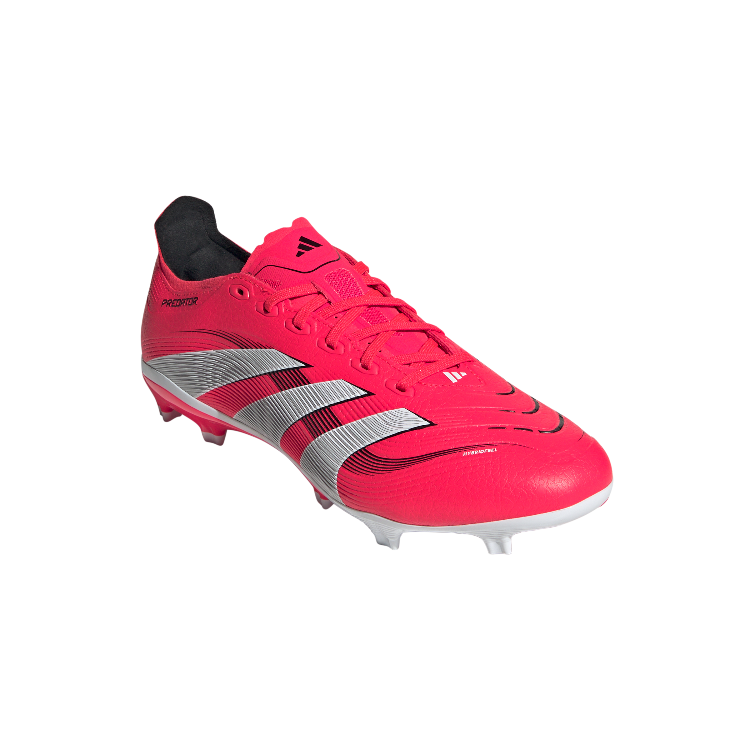 Botas de fútbol para terreno firme y múltiple adidas Predator League, color rojo y blanco