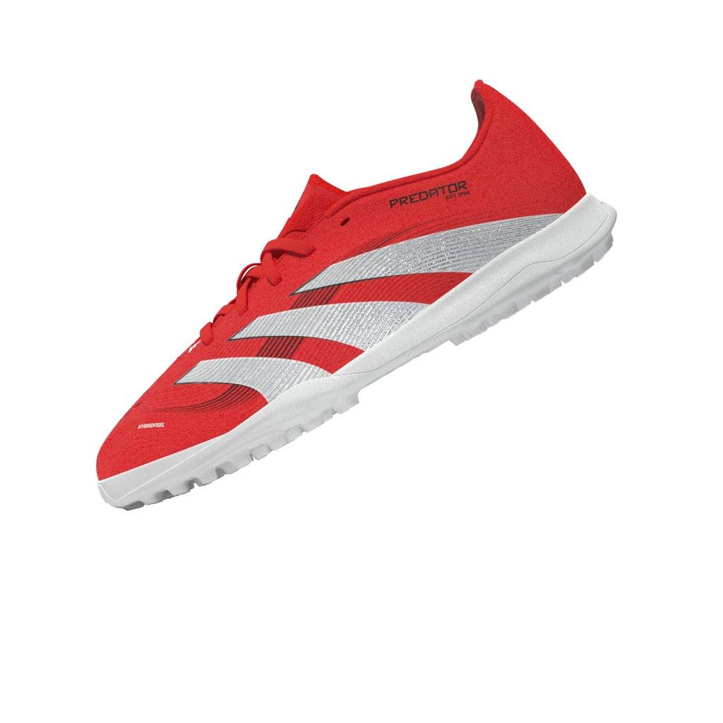 Botas de fútbol adidas Predator League Turf para niños, color rojo y blanco