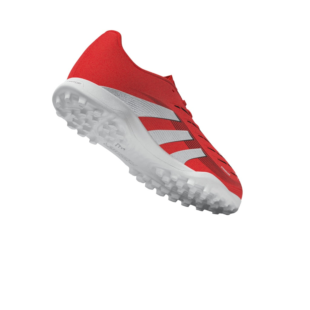 Botas de fútbol adidas Predator League Turf para niños, color rojo y blanco