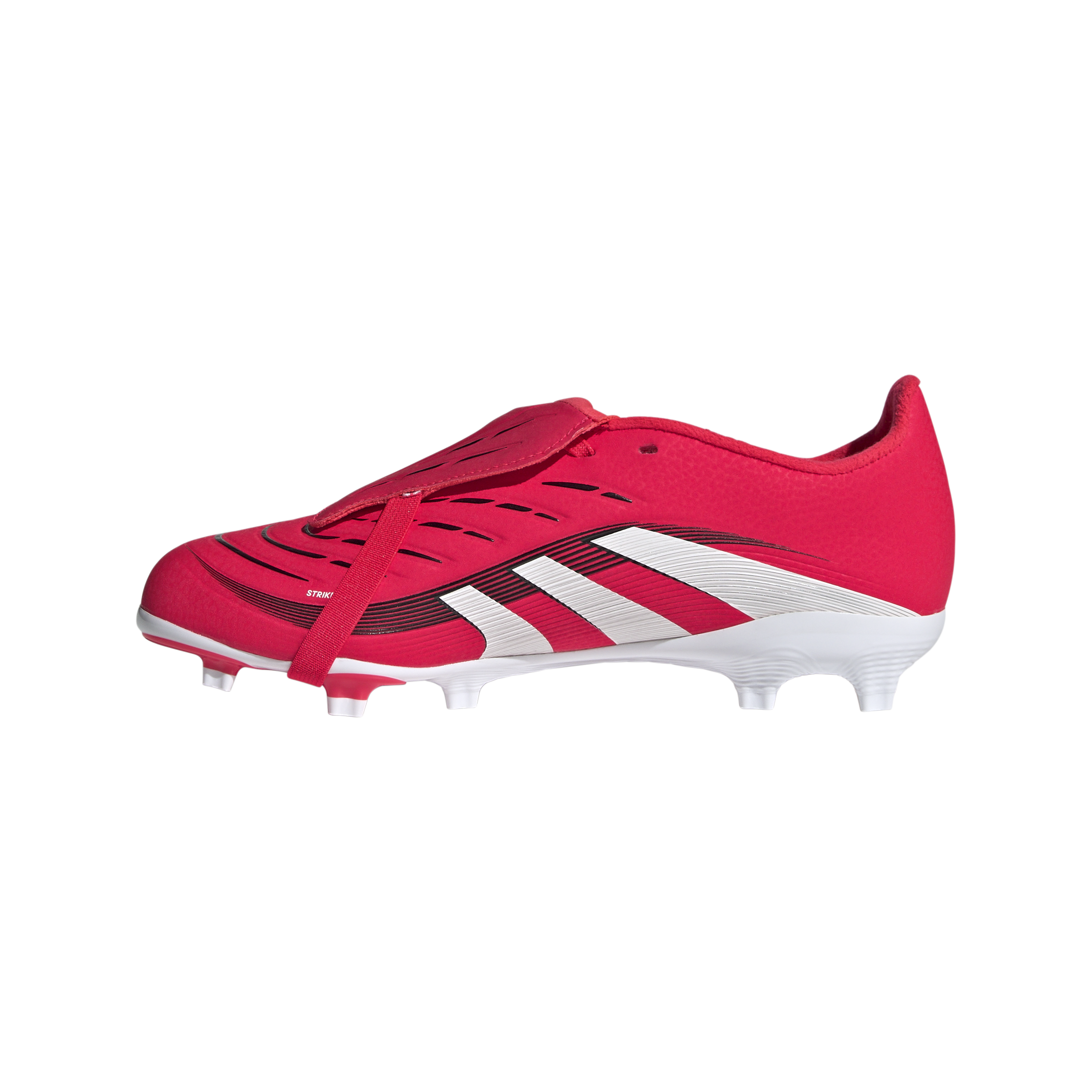 Botas de fútbol adidas Predator League Fold-Over Tongue Firm Ground para niños, color rojo y blanco