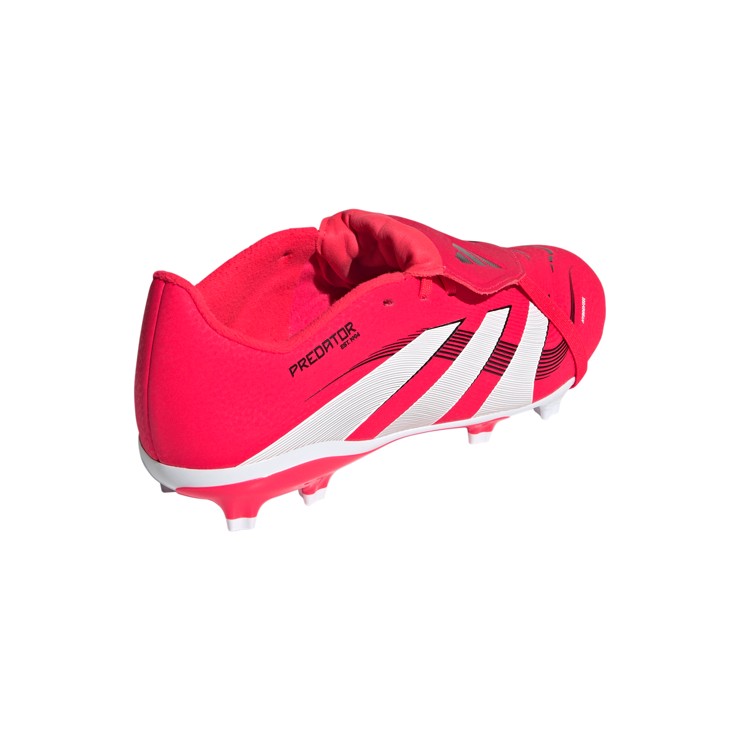 Botas de fútbol adidas Predator League Fold-Over Tongue Firm Ground para niños, color rojo y blanco