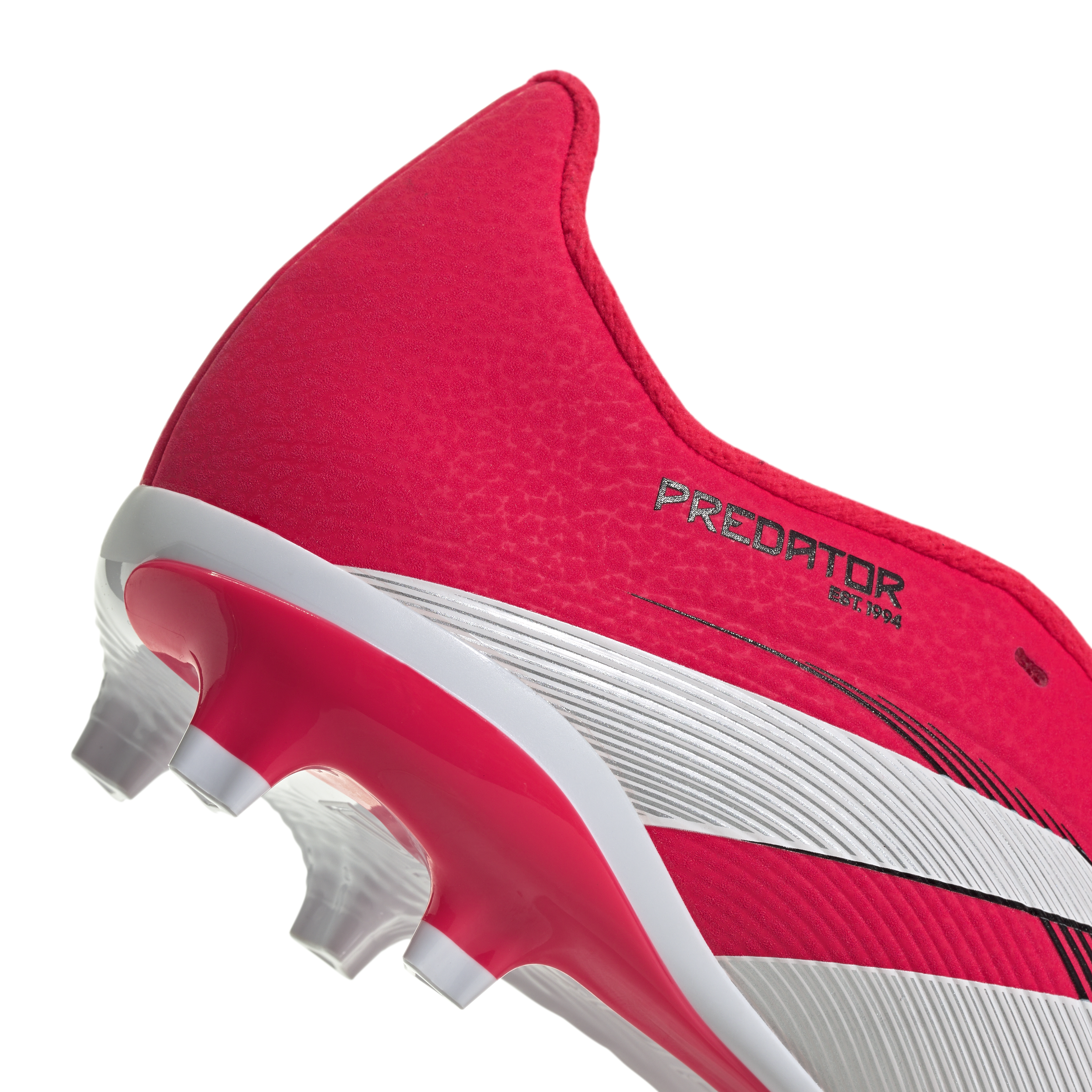 Botas de fútbol adidas Predator League Fold-Over Tongue Firm Ground para niños, color rojo y blanco