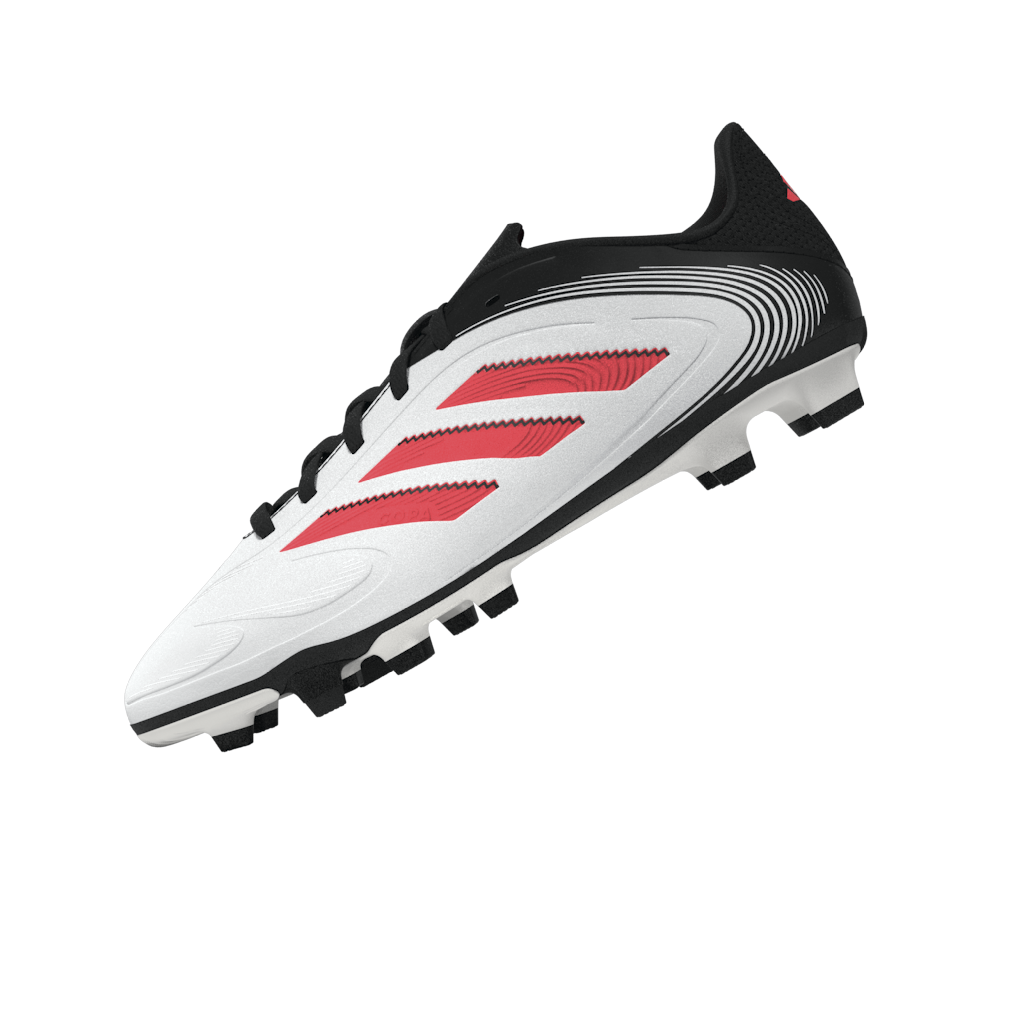 Botas de fútbol para terreno firme y múltiple adidas Copa Pure 3 Club para niños, color blanco, rojo y negro