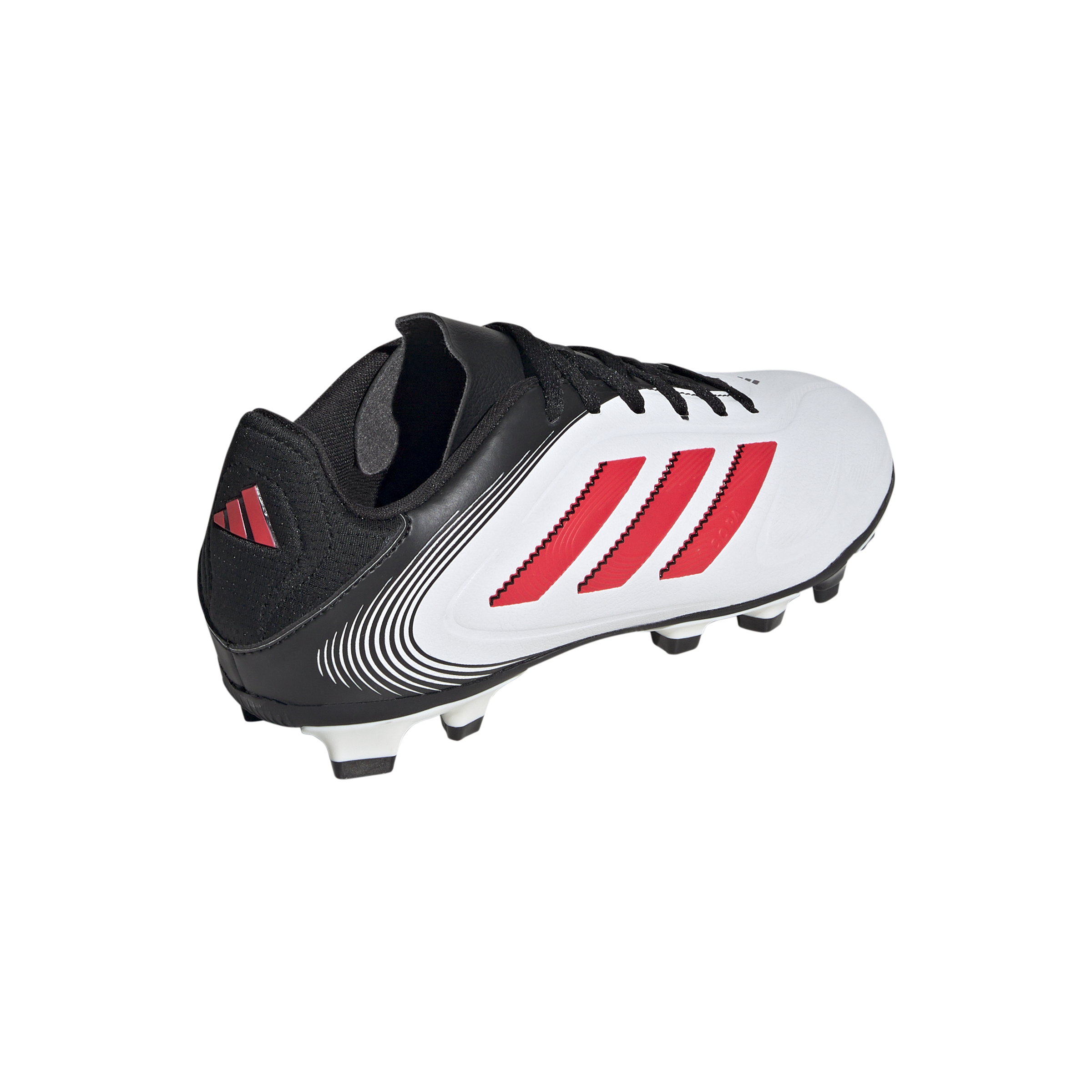 Botas de fútbol para terreno firme y múltiple adidas Copa Pure 3 Club para niños, color blanco, rojo y negro