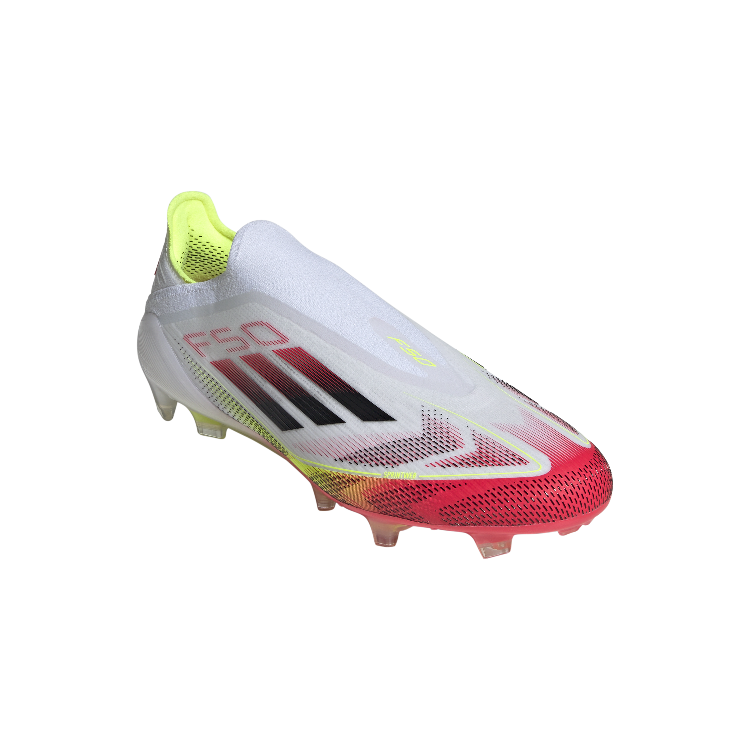 Botas de fútbol para terreno firme sin cordones adidas F50 Elite en blanco y negro