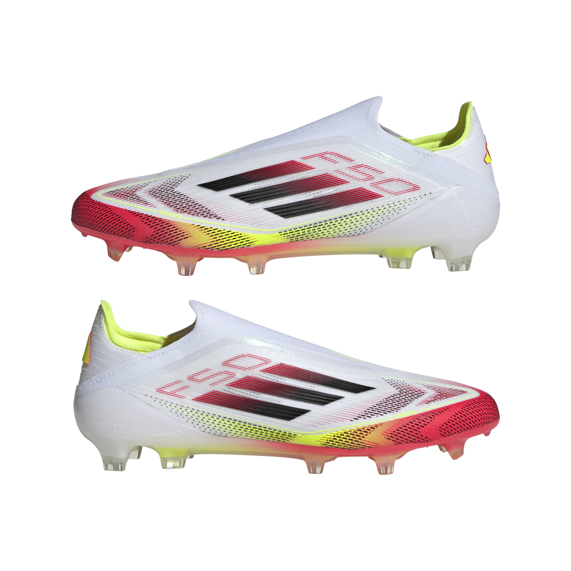 Botas de fútbol para terreno firme sin cordones adidas F50 Elite en blanco y negro