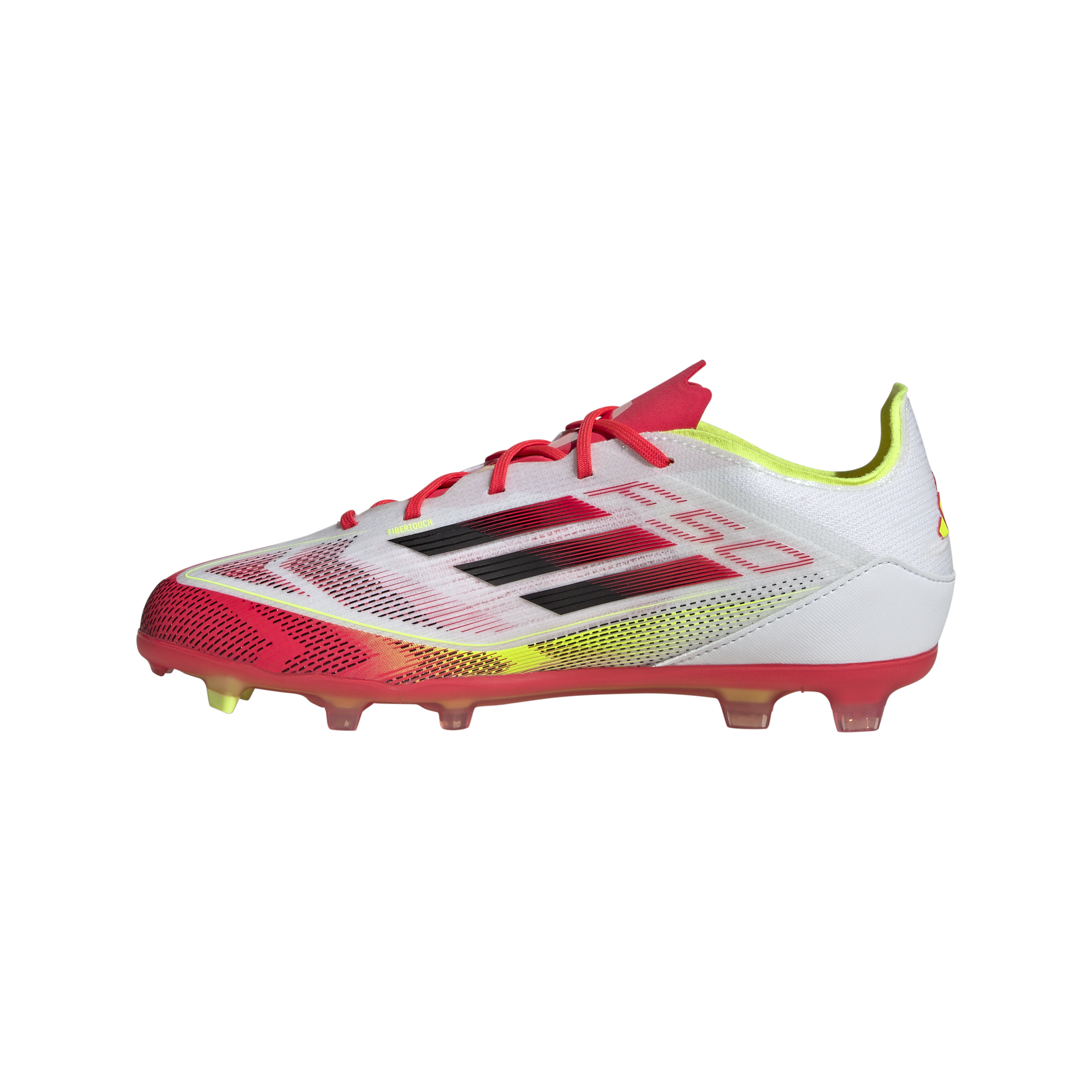 Botas de fútbol para terreno firme adidas F50 Elite para niños, color blanco y negro