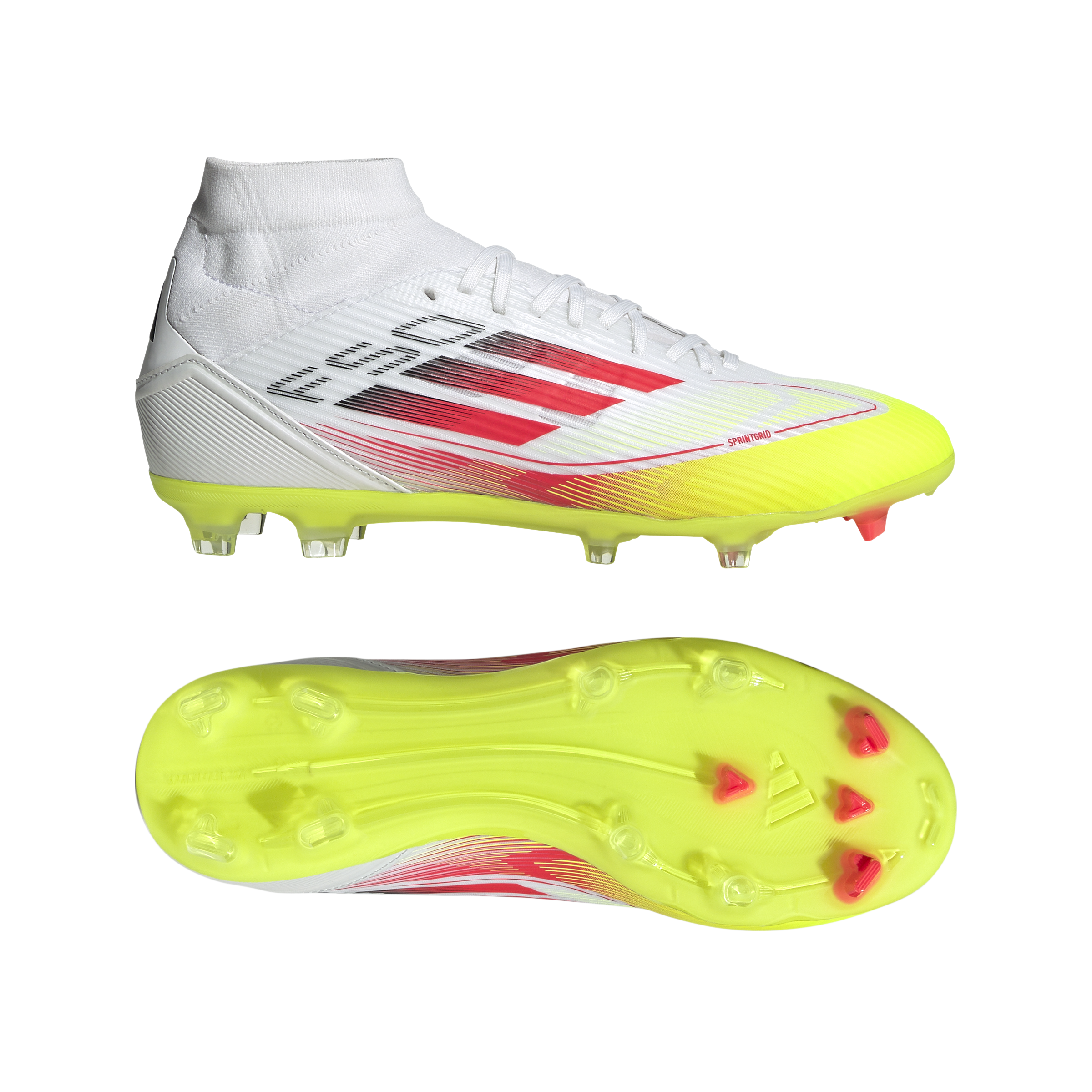 adidas F50 League Mid Firm/Multi-Ground Boots White/Red/Yellow