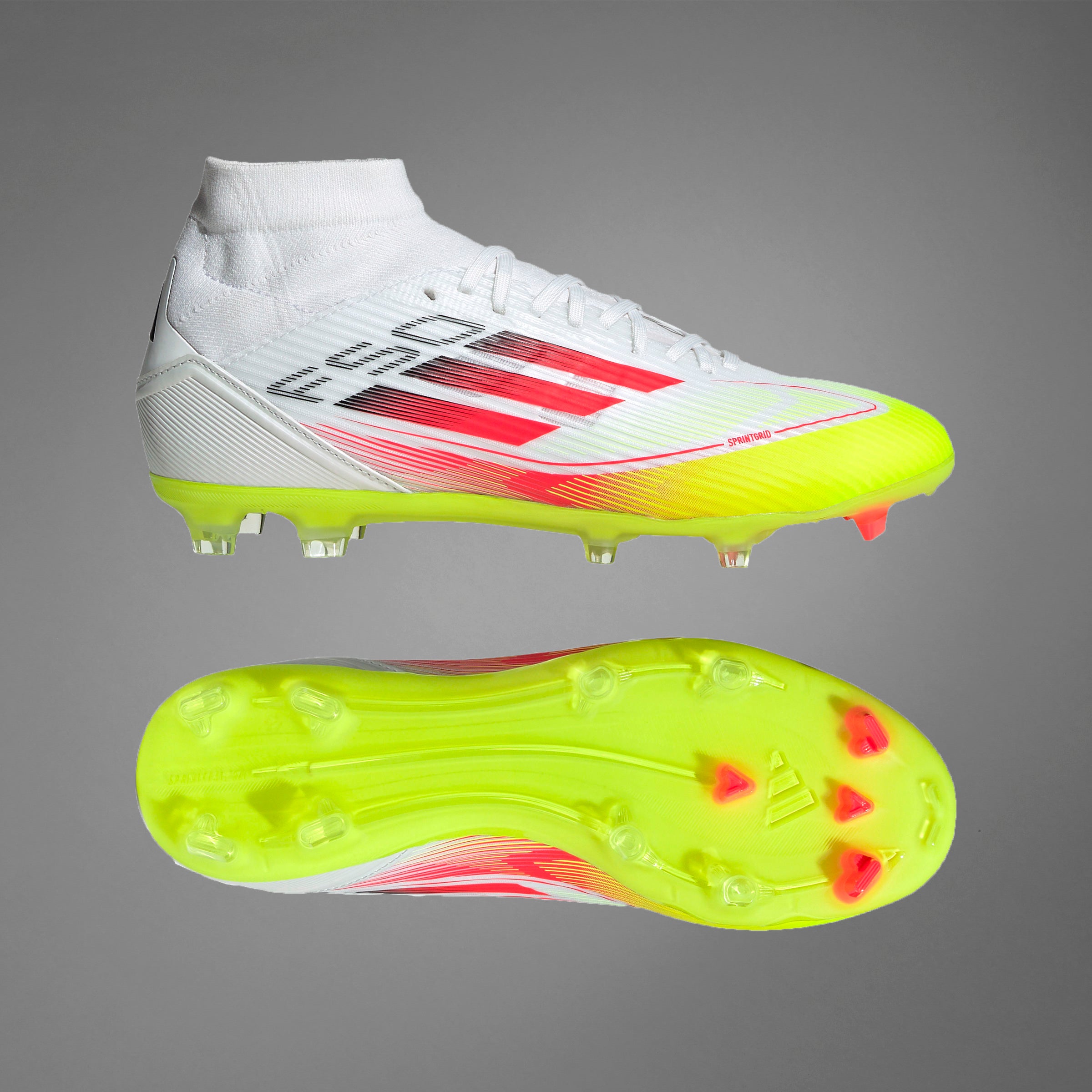 adidas F50 League Mid Firm/Multi-Ground Boots White/Red/Yellow