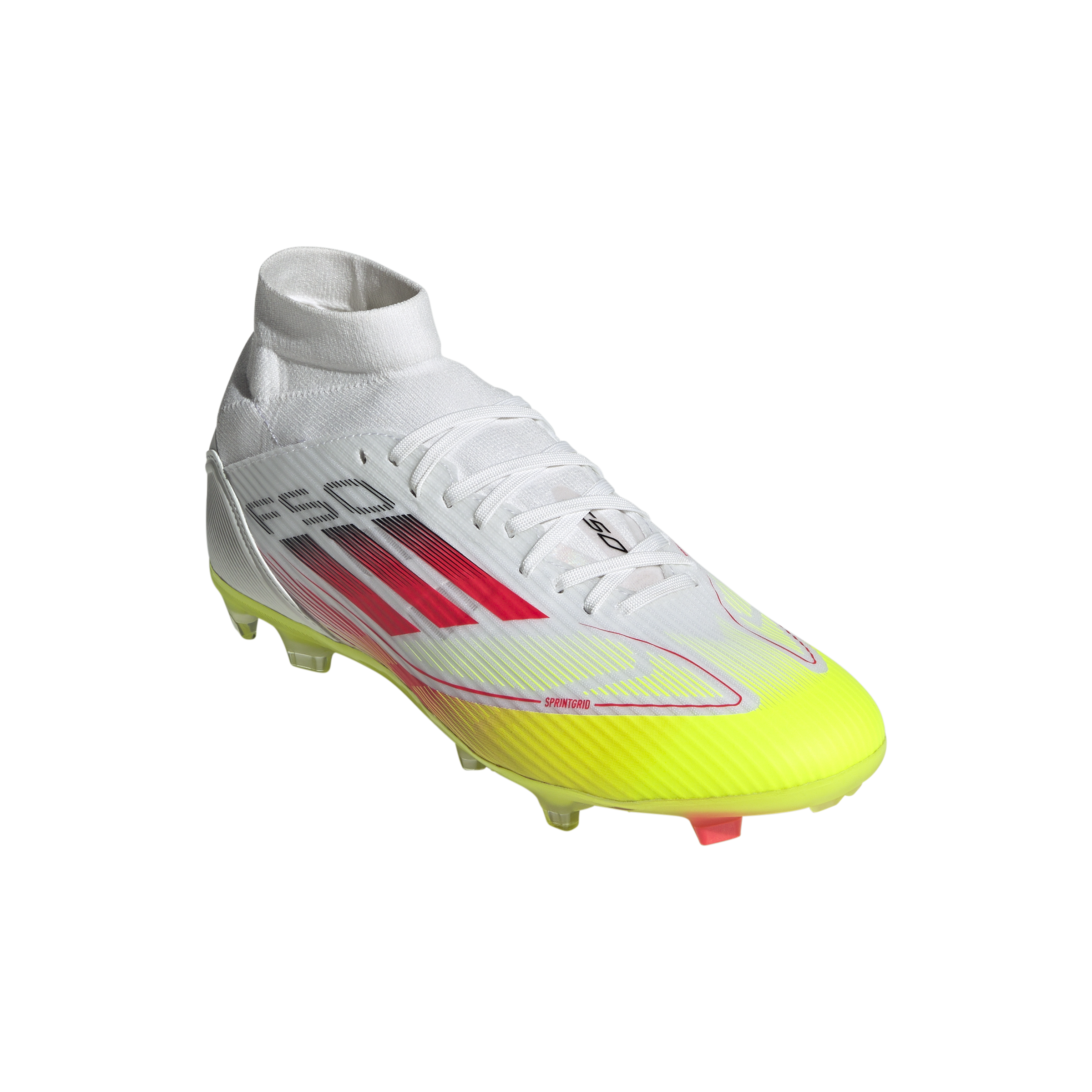 adidas F50 League Mid Firm/Multi-Ground Boots White/Red/Yellow