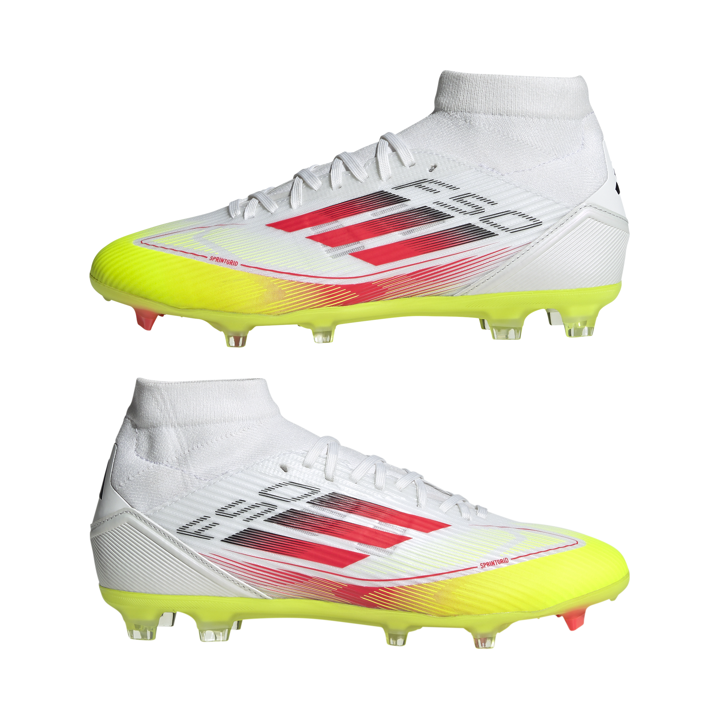 adidas F50 League Mid Firm/Multi-Ground Boots White/Red/Yellow