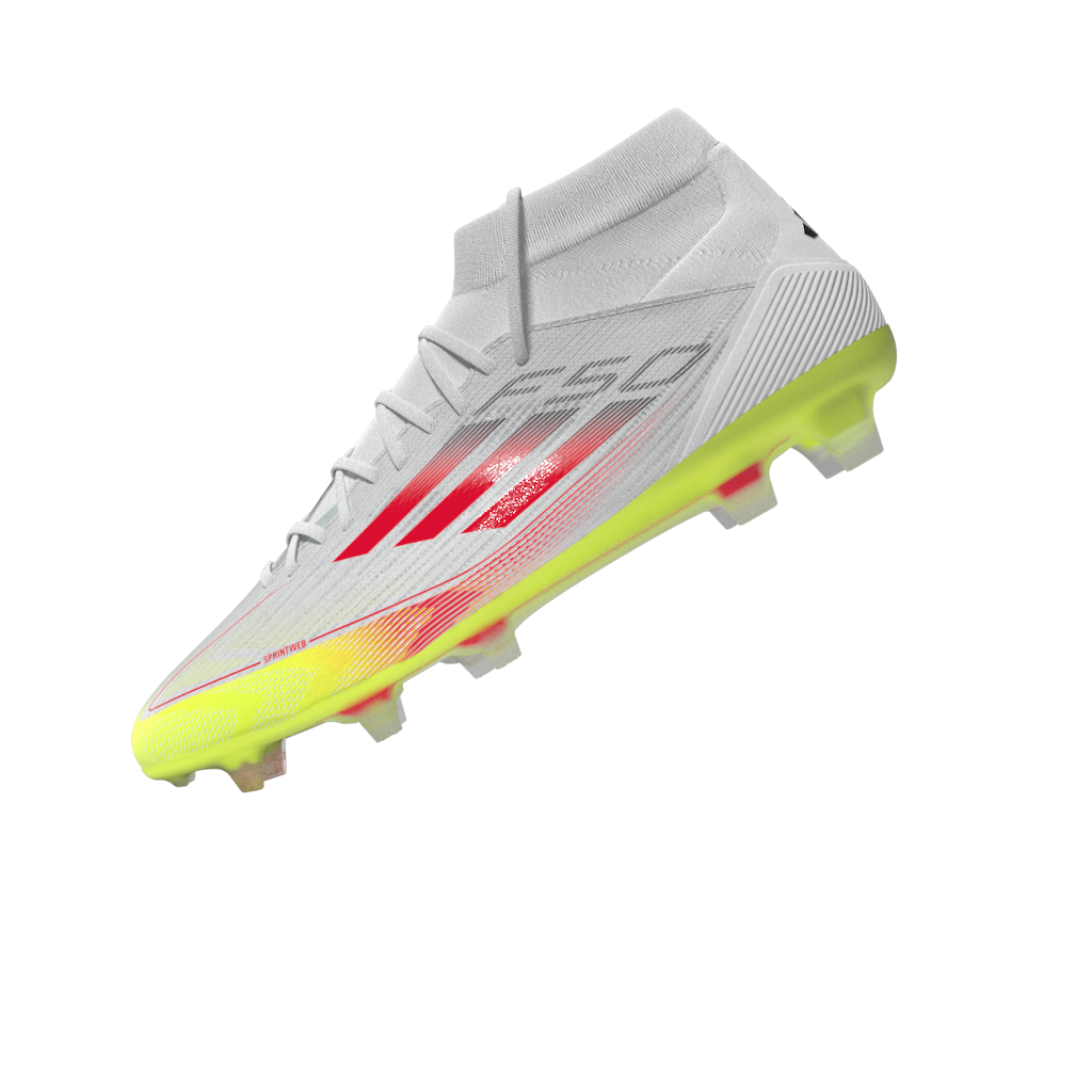 Botas de fútbol adidas F50 Pro Mid Firm Ground en blanco y rojo