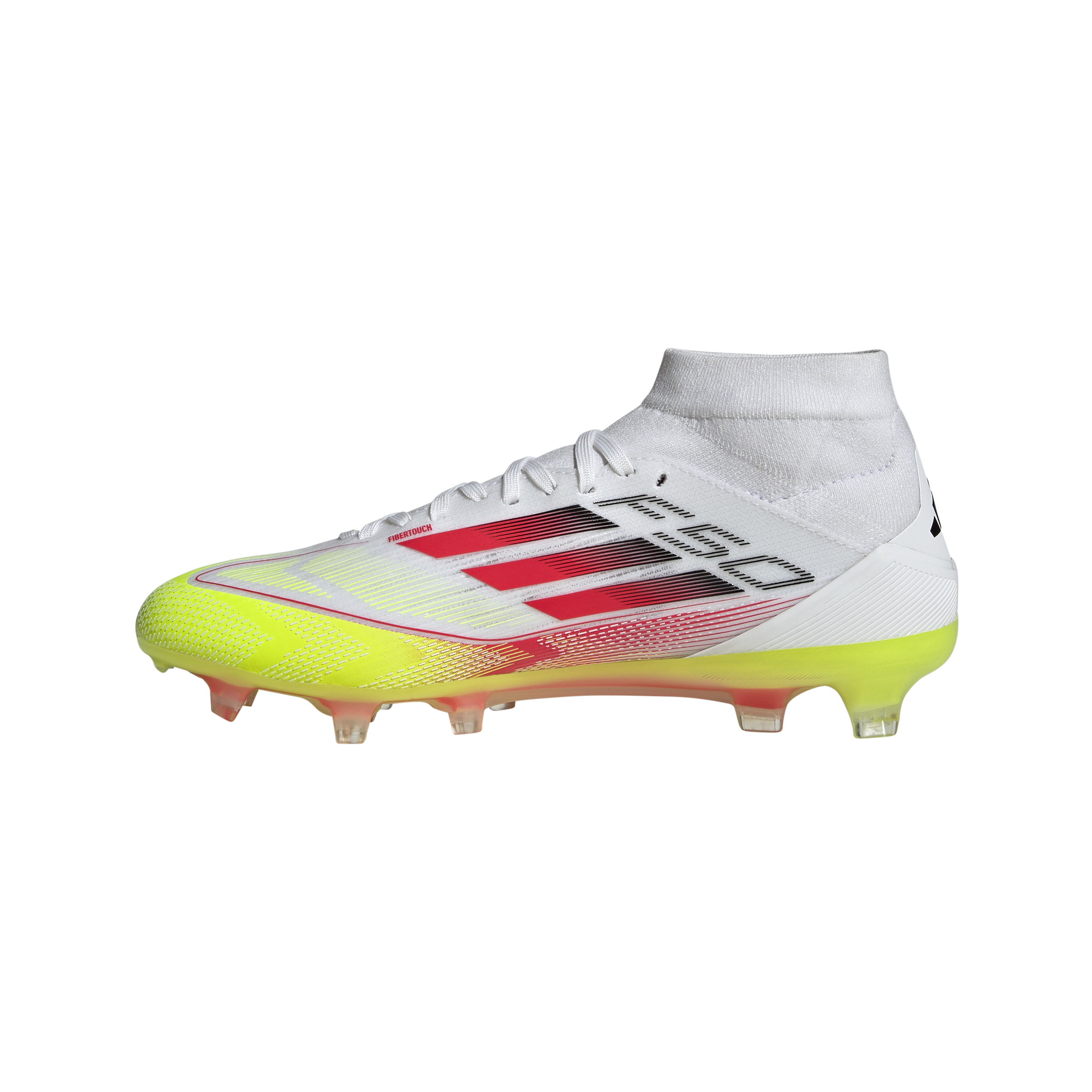 Botas de fútbol adidas F50 Pro Mid Firm Ground en blanco y rojo