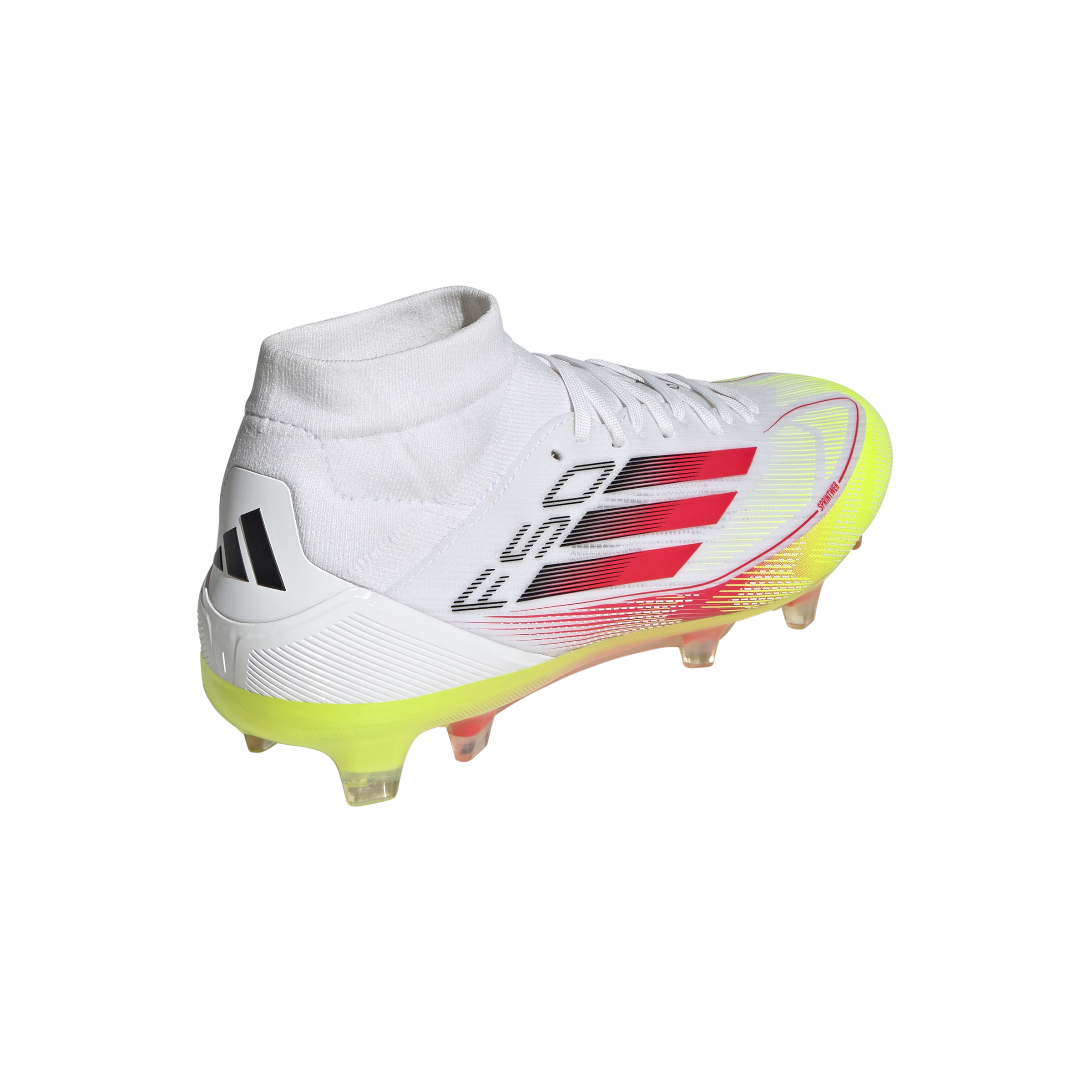 Botas de fútbol adidas F50 Pro Mid Firm Ground en blanco y rojo