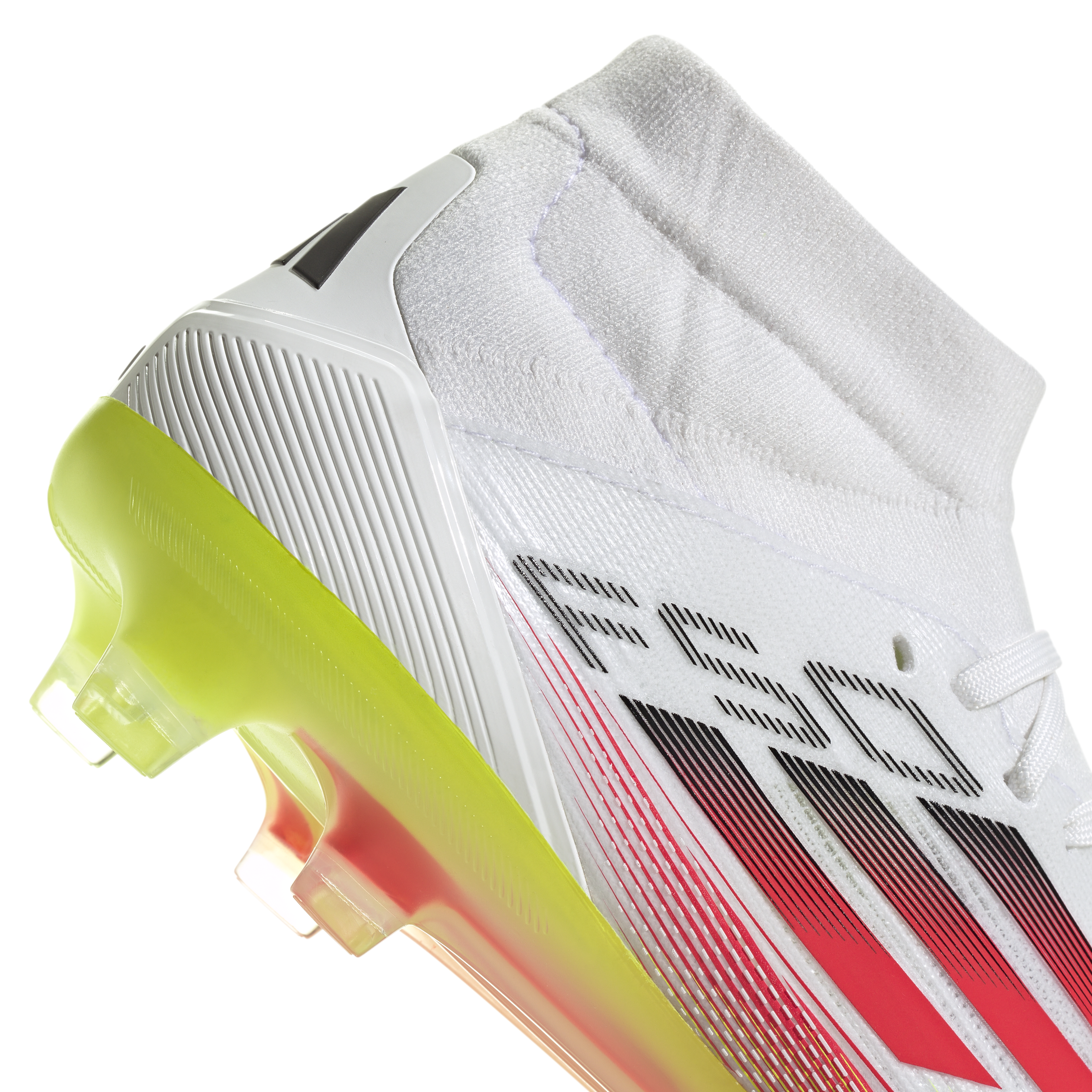 Botas de fútbol adidas F50 Pro Mid Firm Ground en blanco y rojo