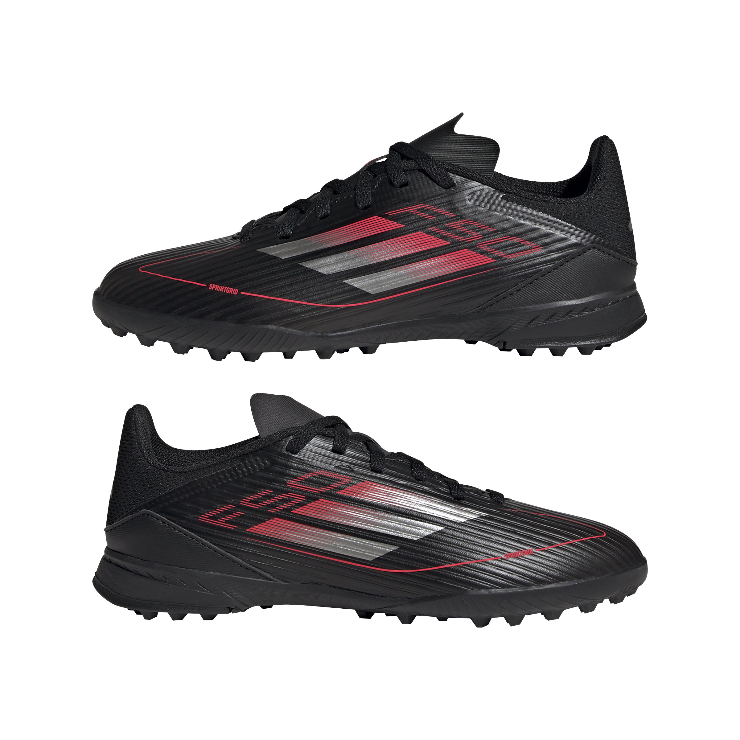 Botas de fútbol adidas F50 League Turf para niños, color negro y hierro