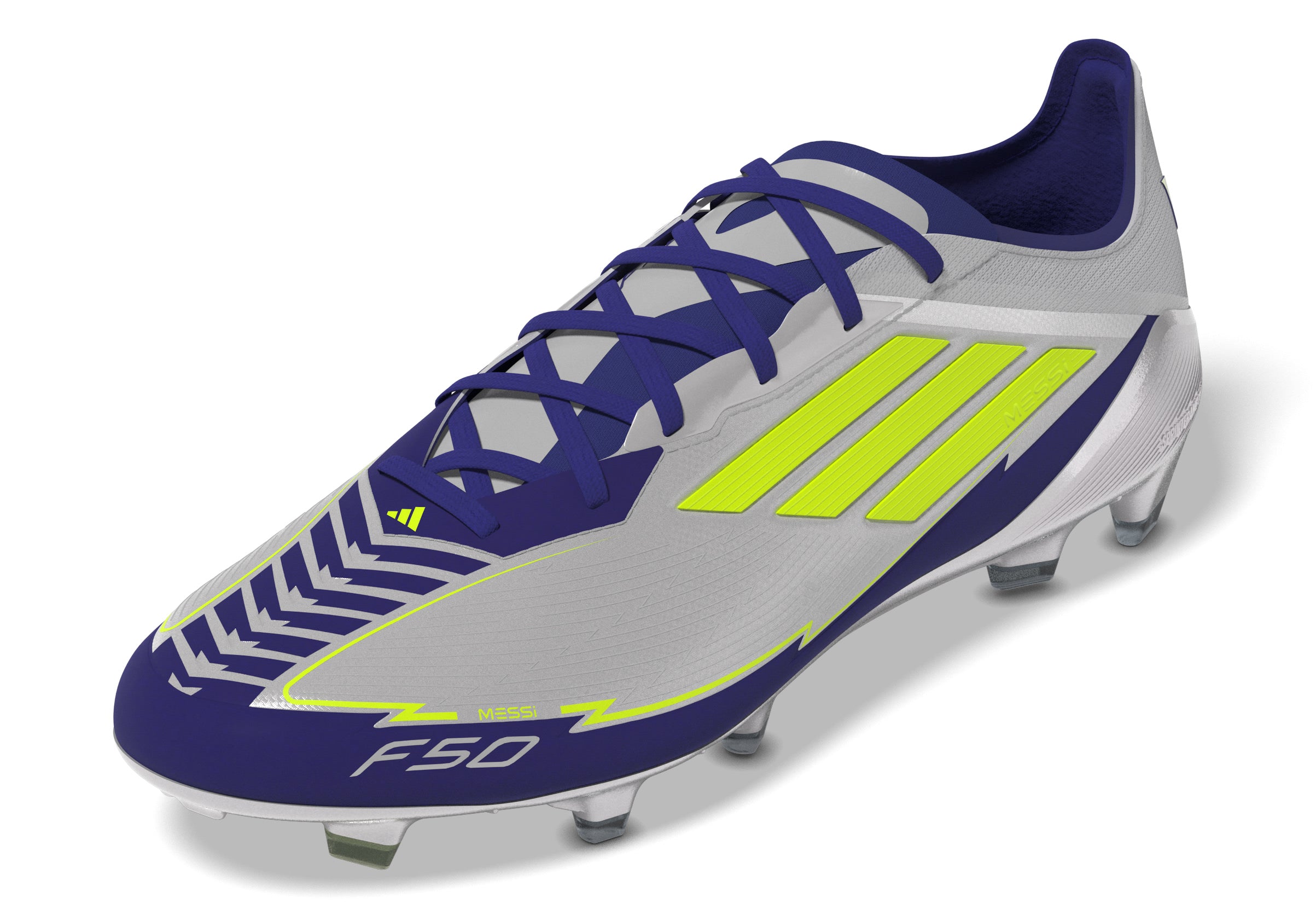 Botas de fútbol para terreno firme adidas F50 Elite Messi color plata