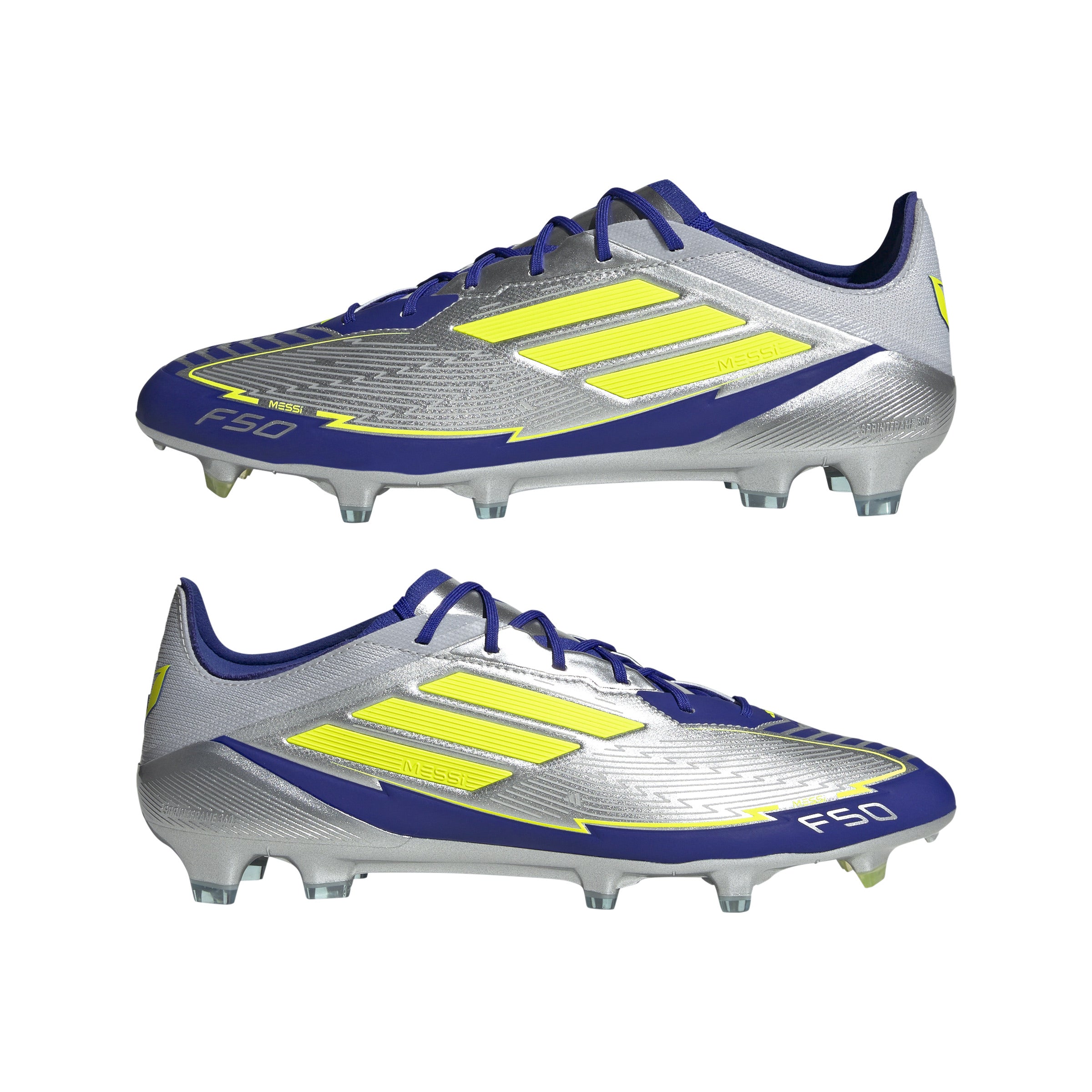 Botas de fútbol para terreno firme adidas F50 Elite Messi color plata