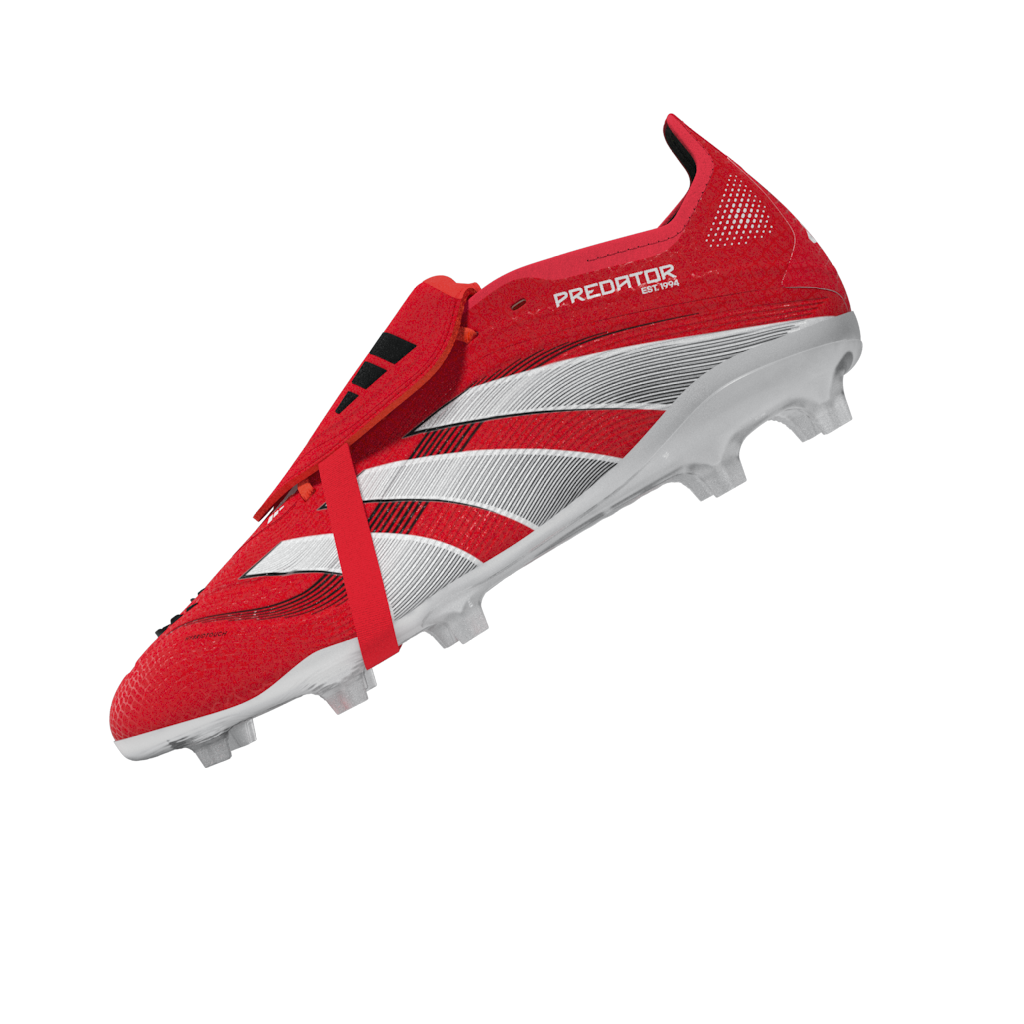 Botas de fútbol adidas Predator Elite Fold-Over Tongue para terreno firme para niños, color rojo y blanco