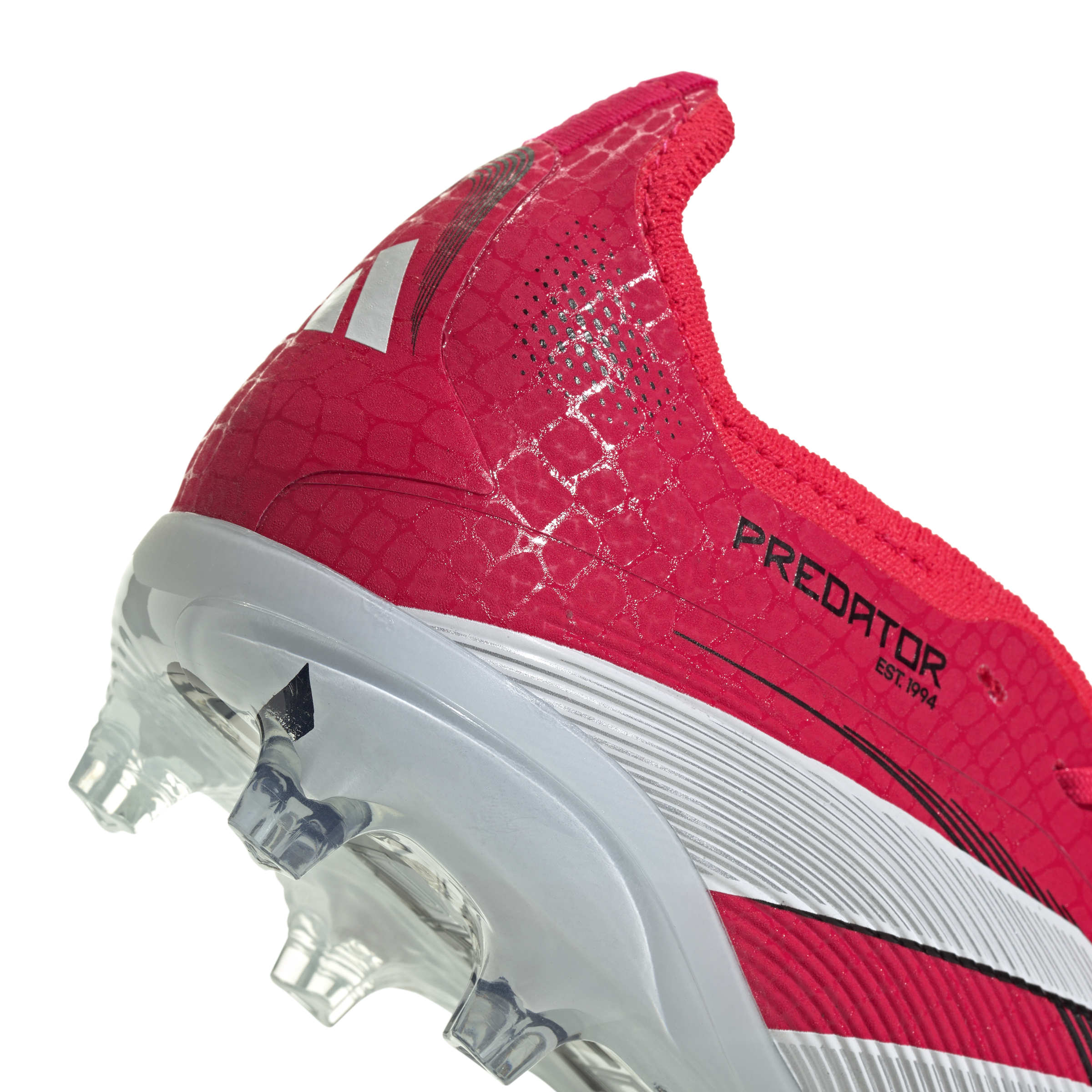 Botas de fútbol adidas Predator Elite Fold-Over Tongue para terreno firme para niños, color rojo y blanco