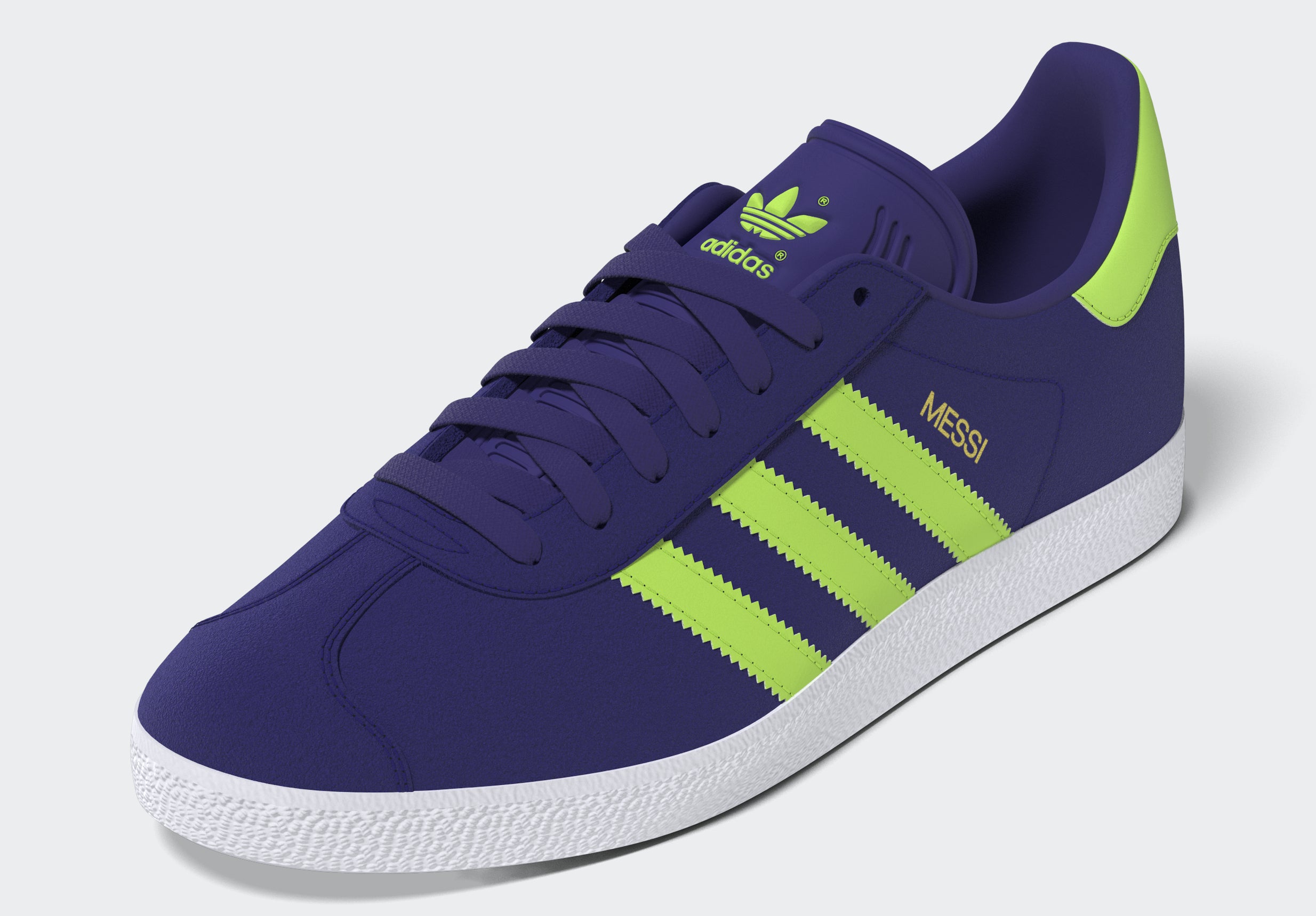 adidas Gazelle Messi Shoes Purple/Lucid Lemon/White