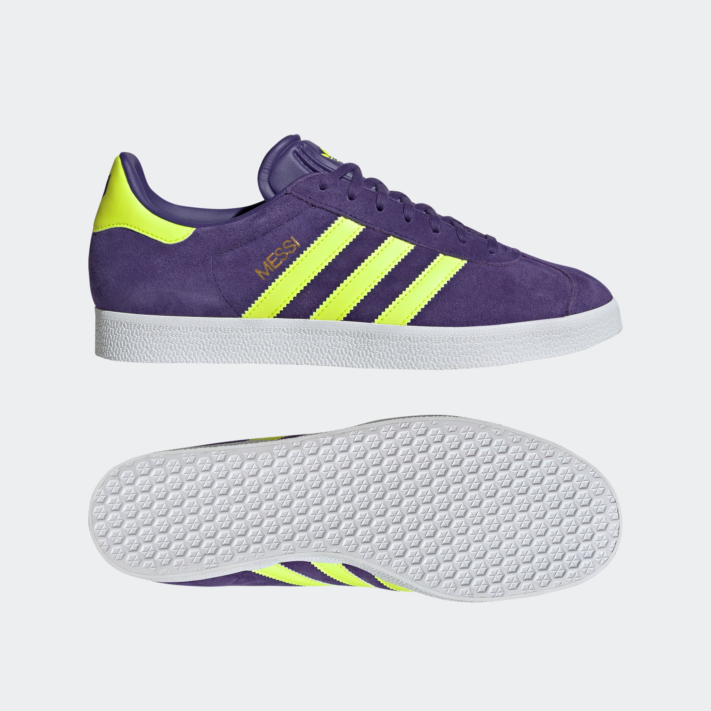 adidas Gazelle Messi Shoes Purple/Lucid Lemon/White