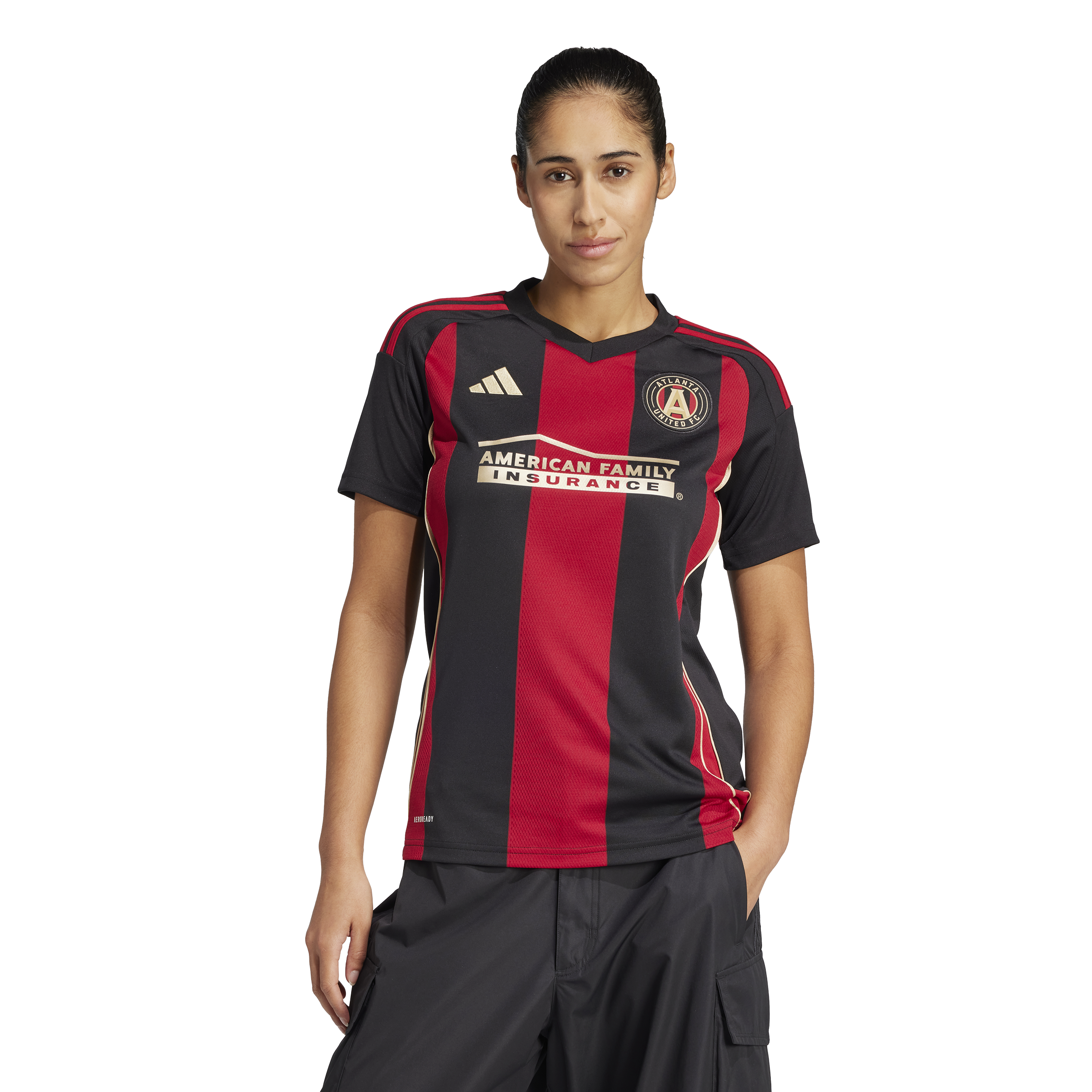 Camiseta local adidas Atlanta United 25 para mujer, color negro