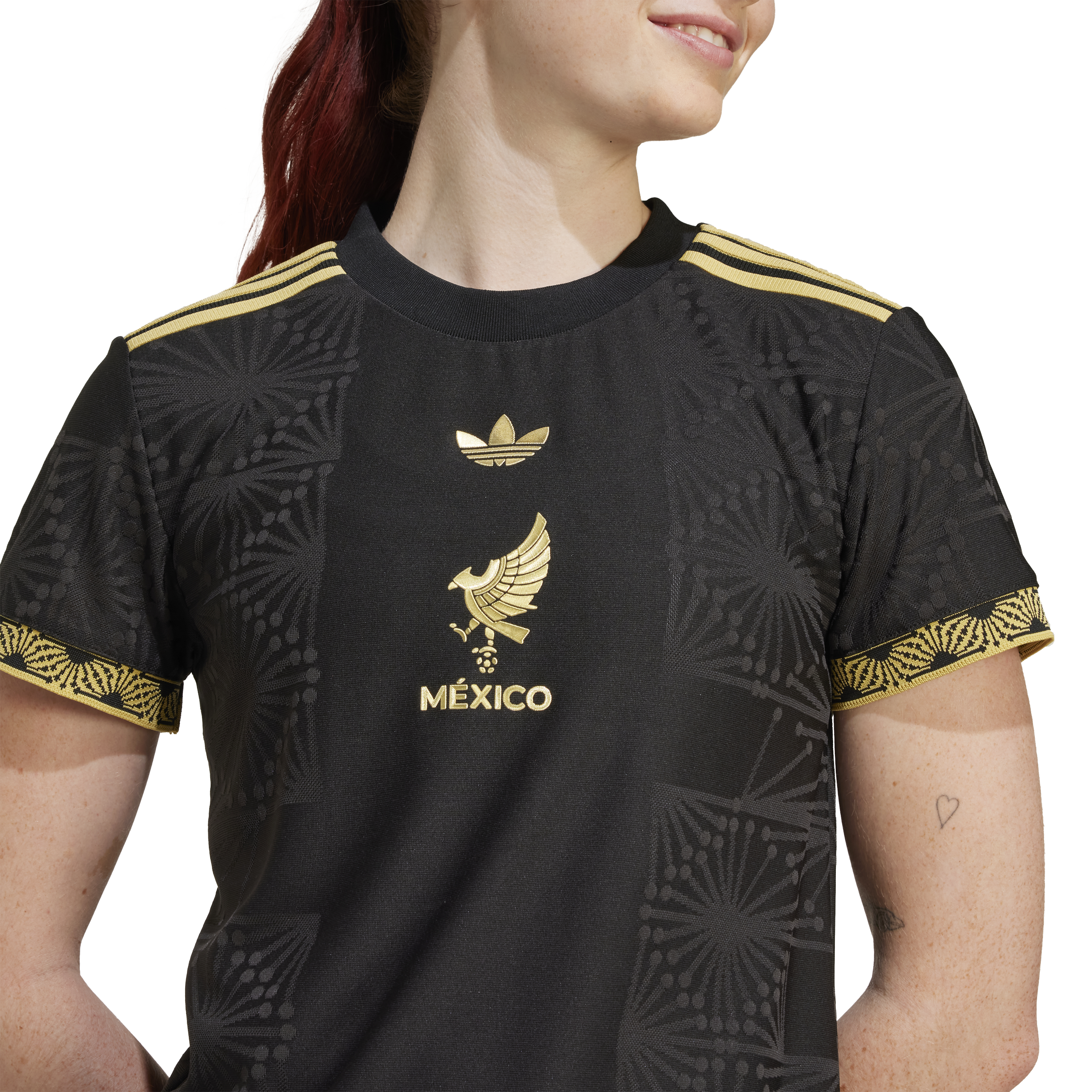 Camiseta adidas México Oro 25 Negra para Mujer