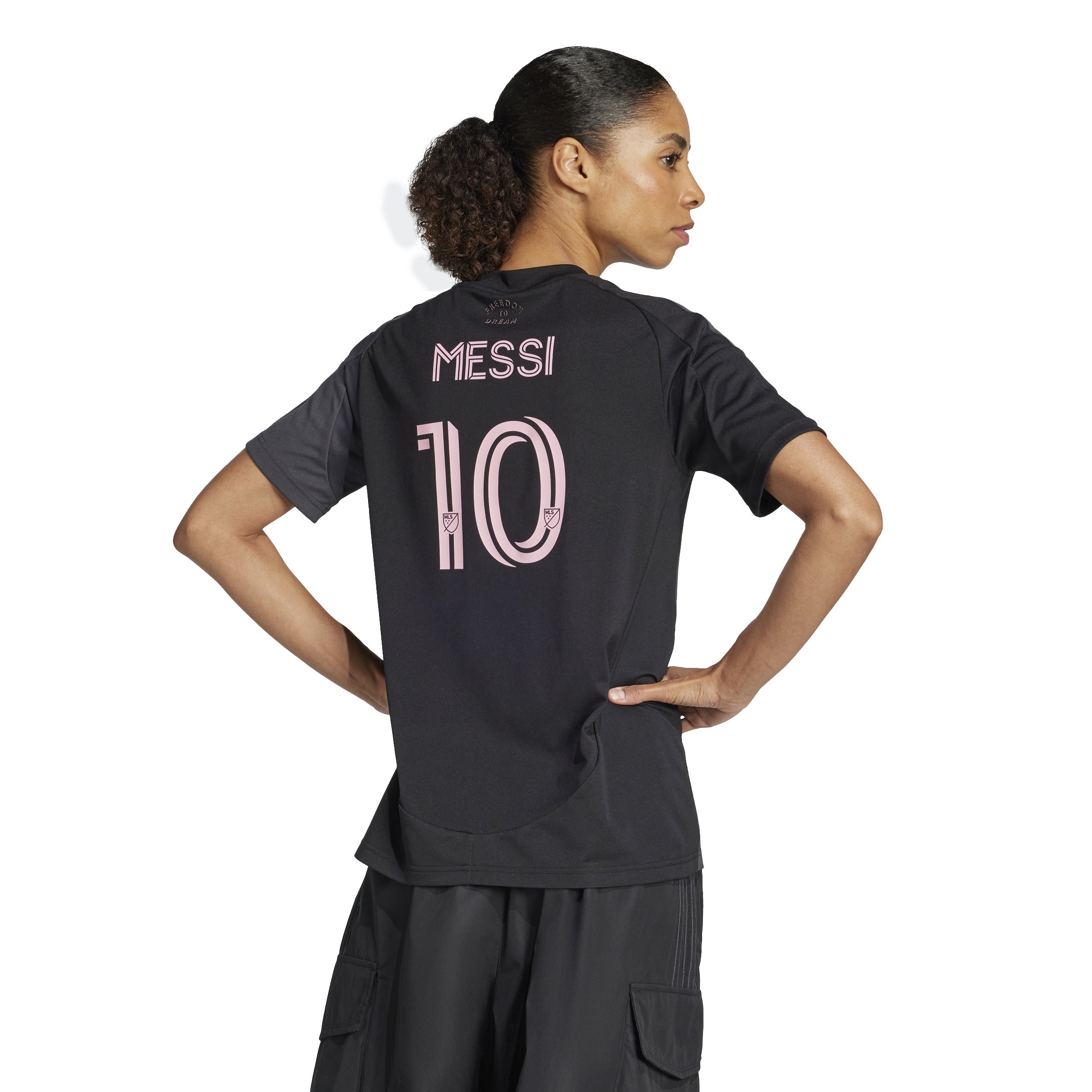 Camiseta visitante adidas Messi Inter Miami CF 24/25 para mujer, color negro