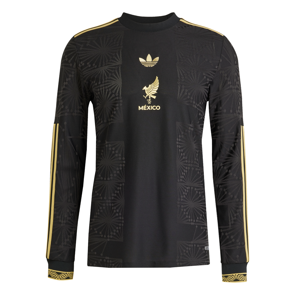 Camiseta de manga larga adidas para hombre de México dorada 25 negra