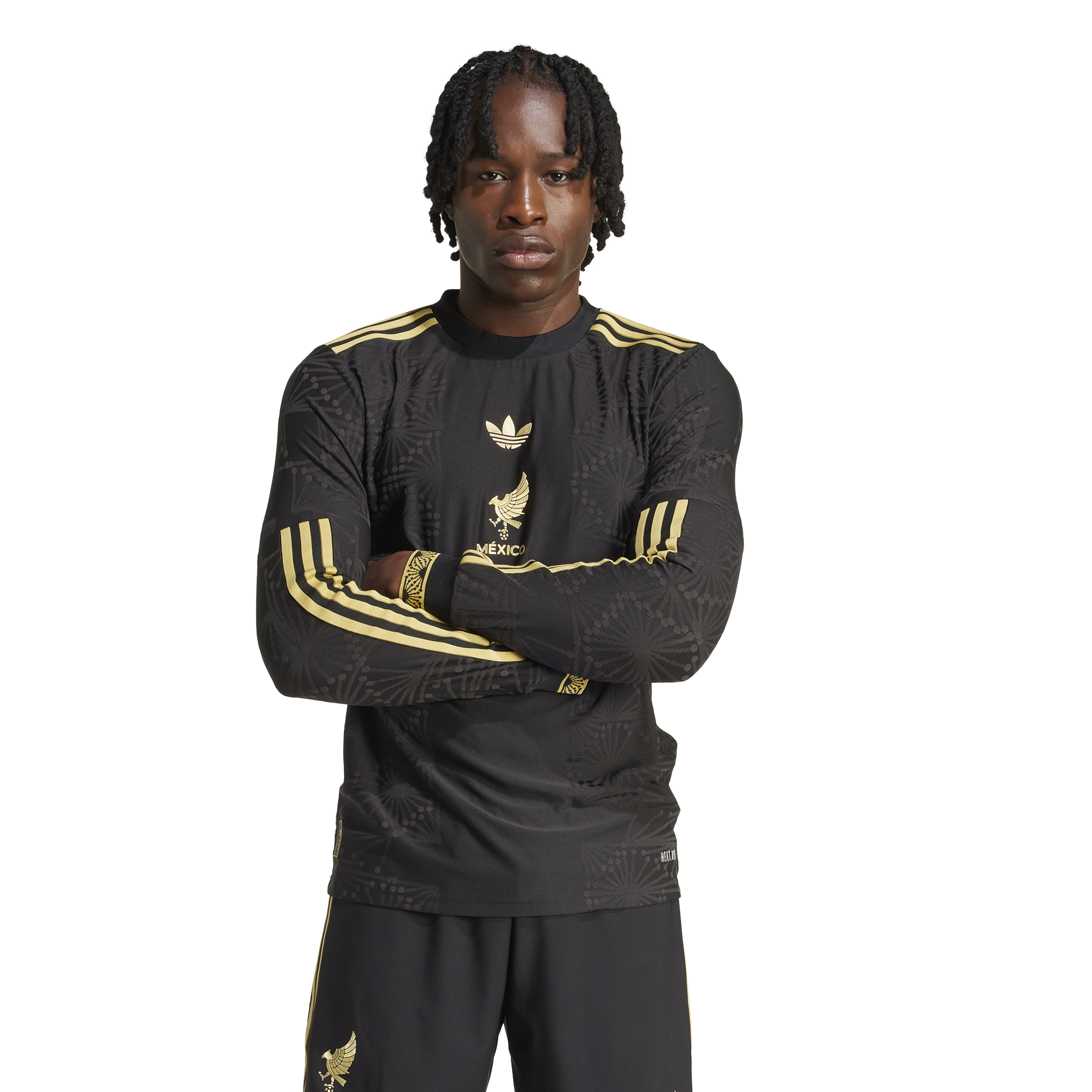 adidas Men's Mexico Gold Long Sleeve Jersey 25 Black