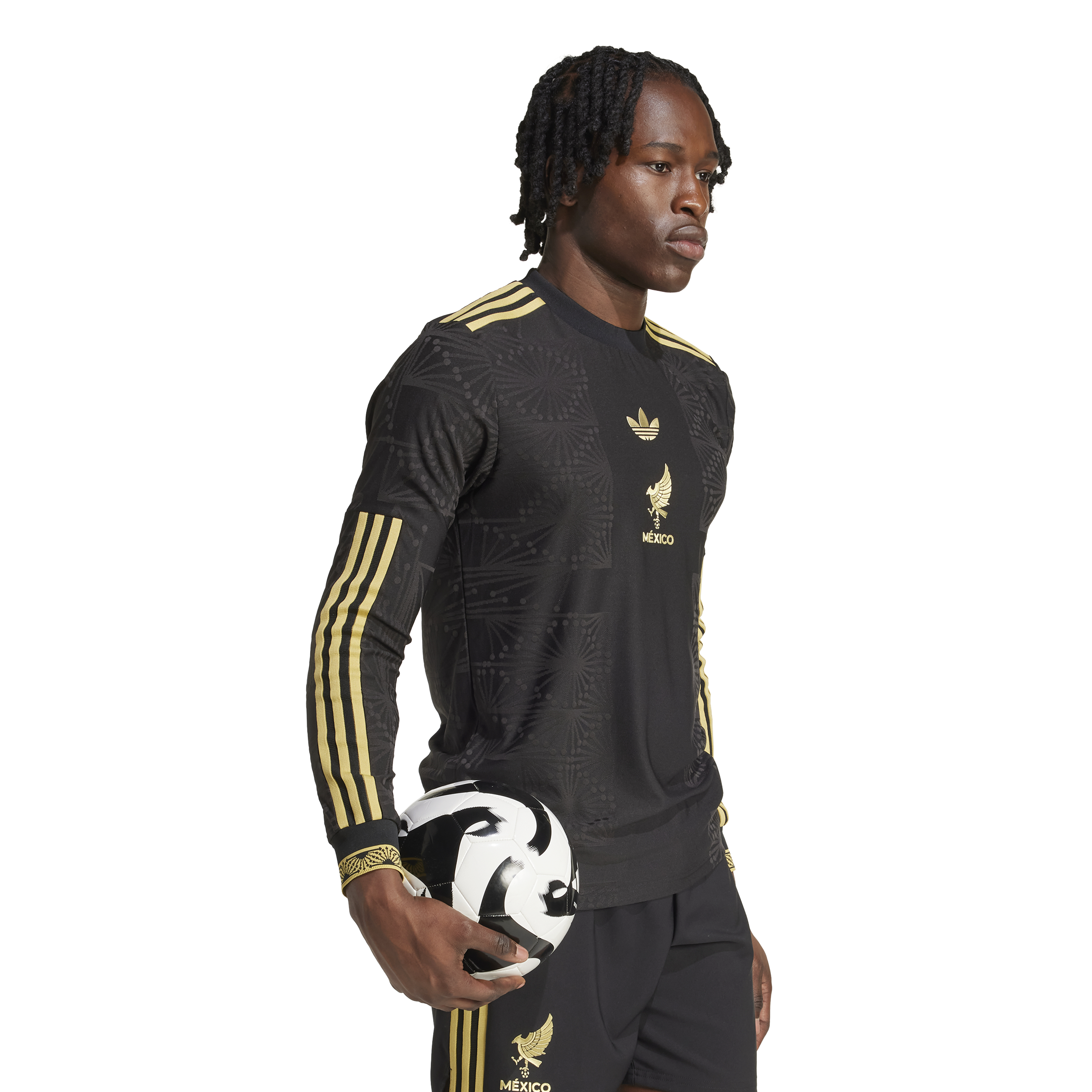 adidas Men's Mexico Gold Long Sleeve Jersey 25 Black