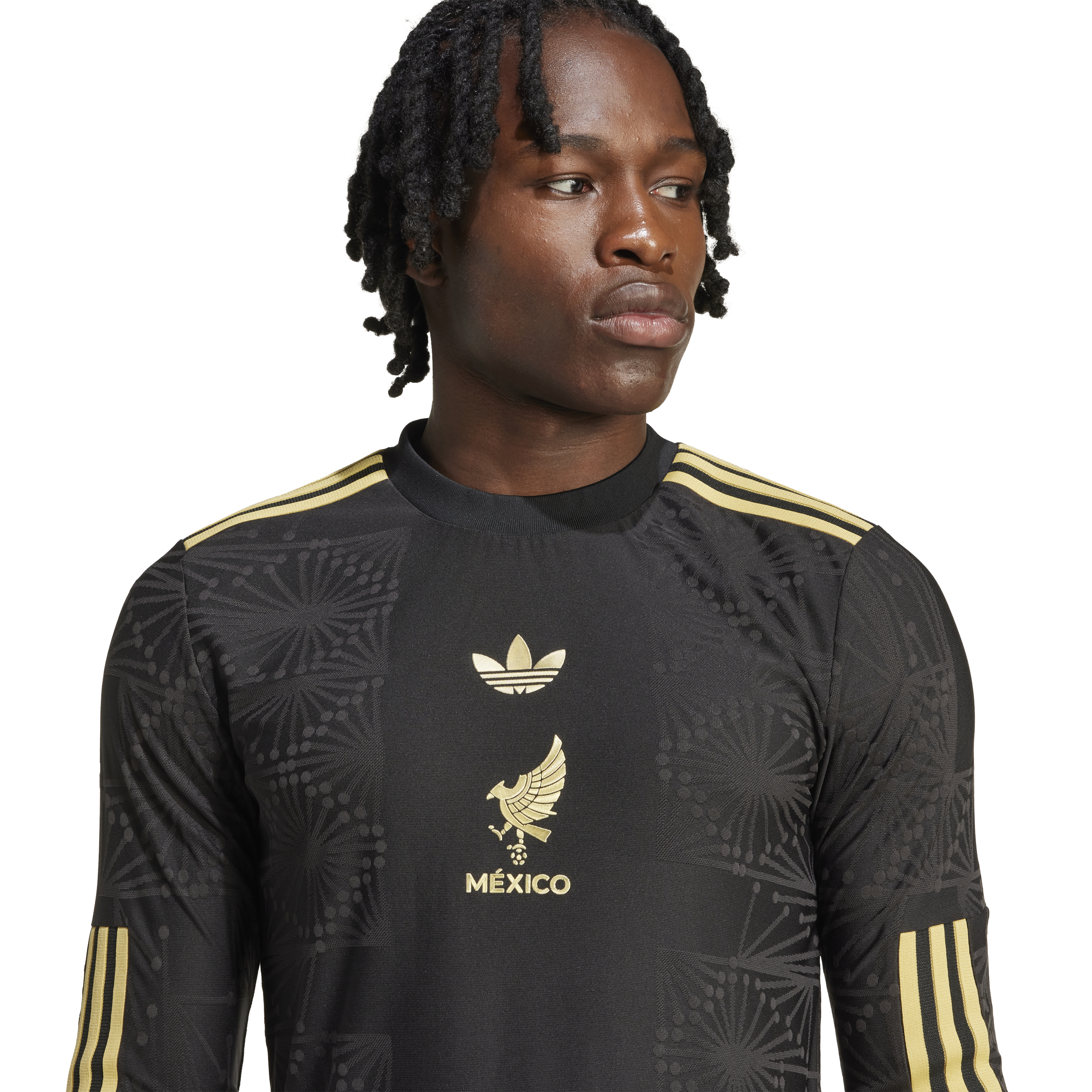 adidas Men's Mexico Gold Long Sleeve Jersey 25 Black