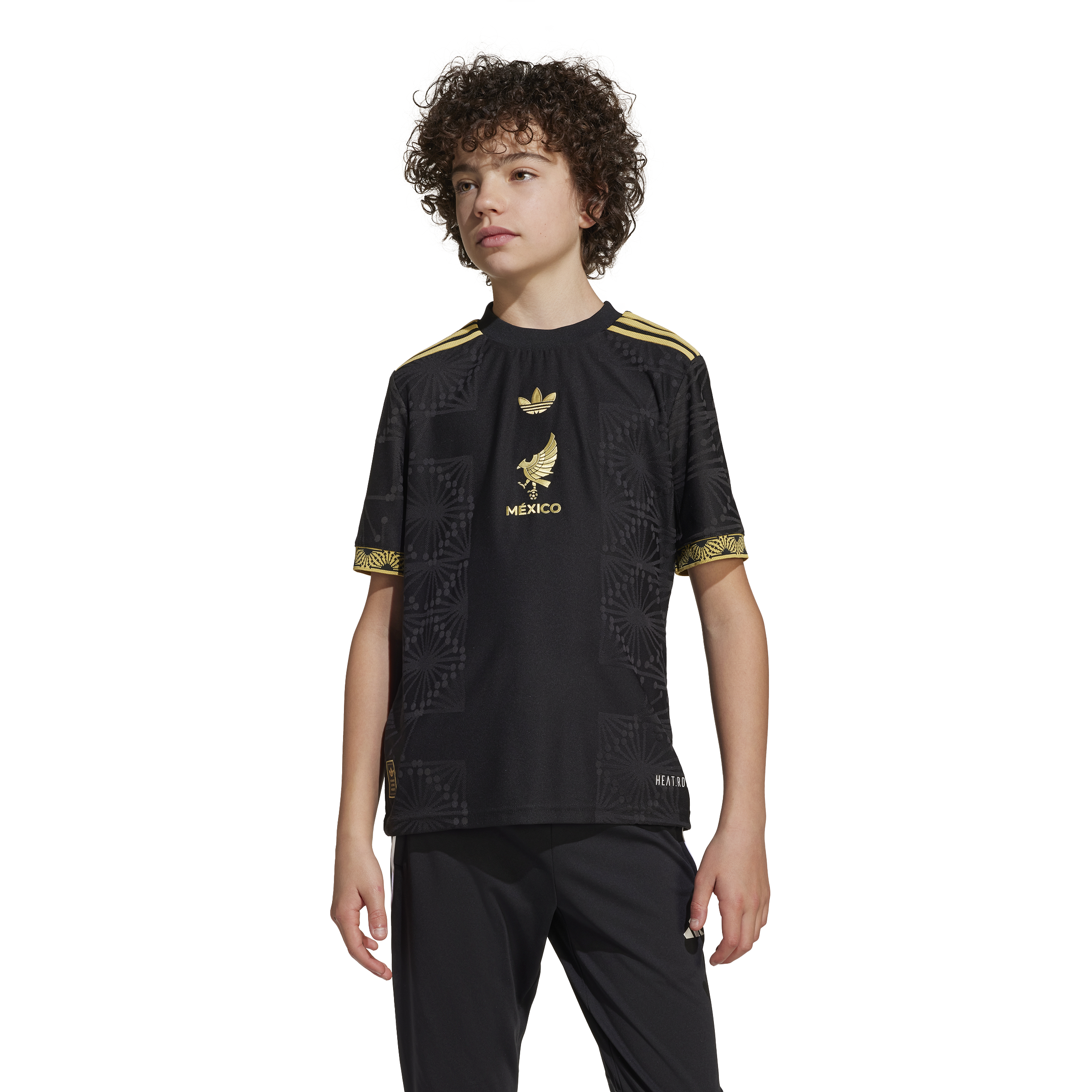 Camiseta juvenil adidas México Oro 25 Negro