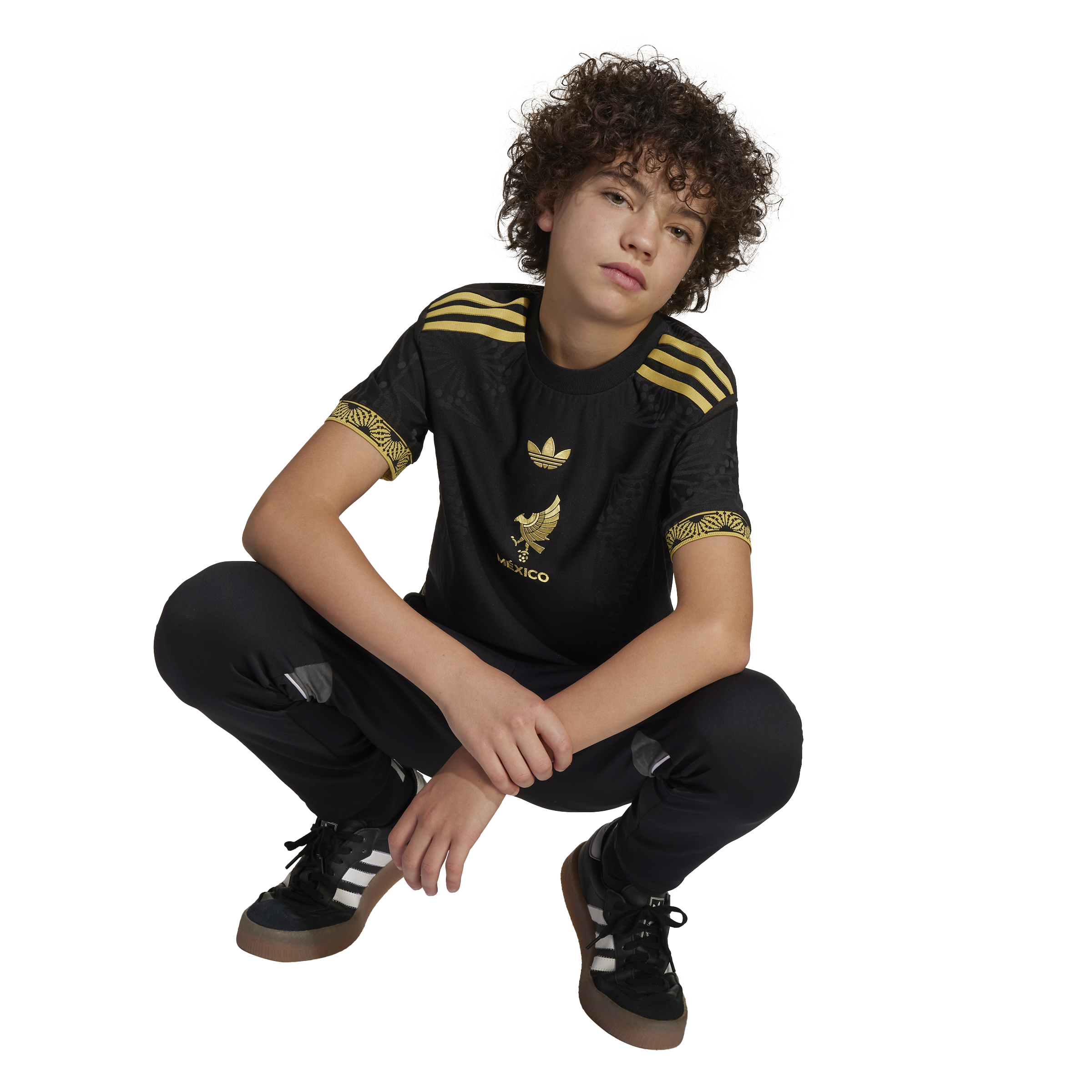 Camiseta juvenil adidas México Oro 25 Negro