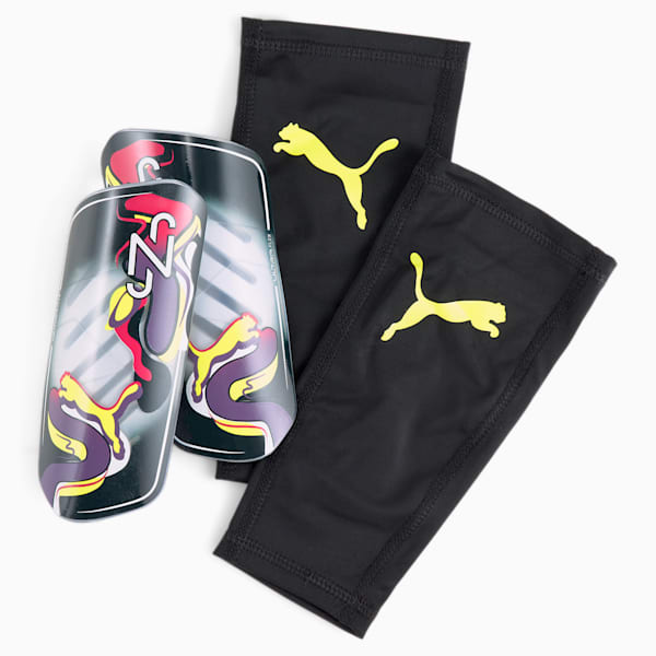 PUMA Neymar Jr Ultra Flex Sleeve Shin Guards Black/Fluro Yellow Pes