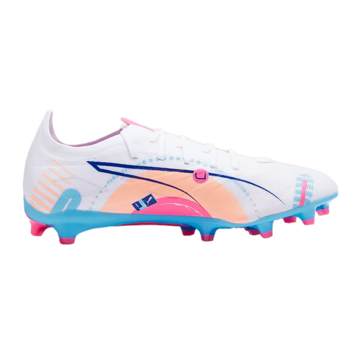 Puma Ultra 5 Match Vol. UP FG AG Blanco Azul luminoso Rosa 9.5