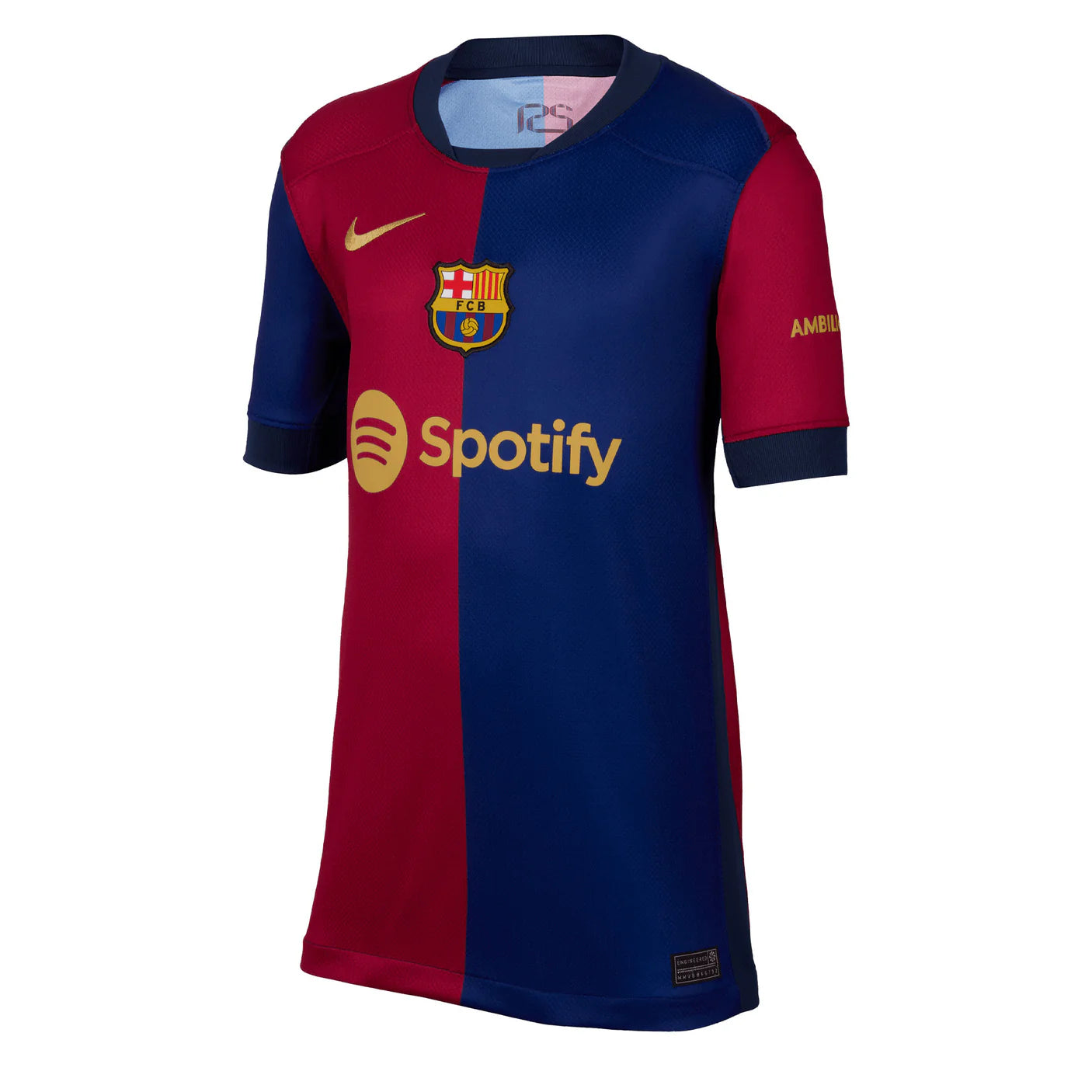 Camiseta local del Barcelona 24/25 de Nike para niños azul real/rojo