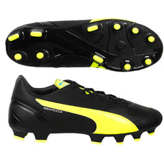 Botas de fútbol para superficies firmes Puma EvoSPEED 4.4 FG Negro/Amarillo de seguridad