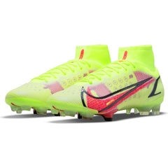 Nike Mercurial Superfly 8 Elite FG firm Ground Football Boots Volt/Bright Crimson